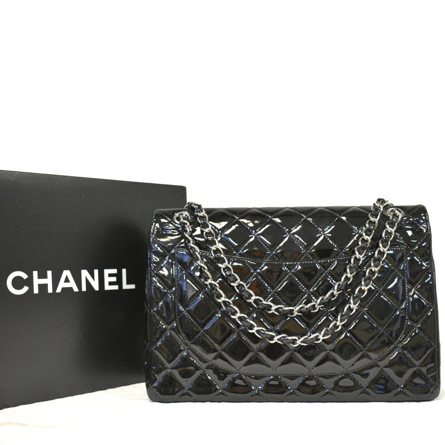 Chanel Classic Maxi Double Flap Quilted Leather Black Travel Bag
