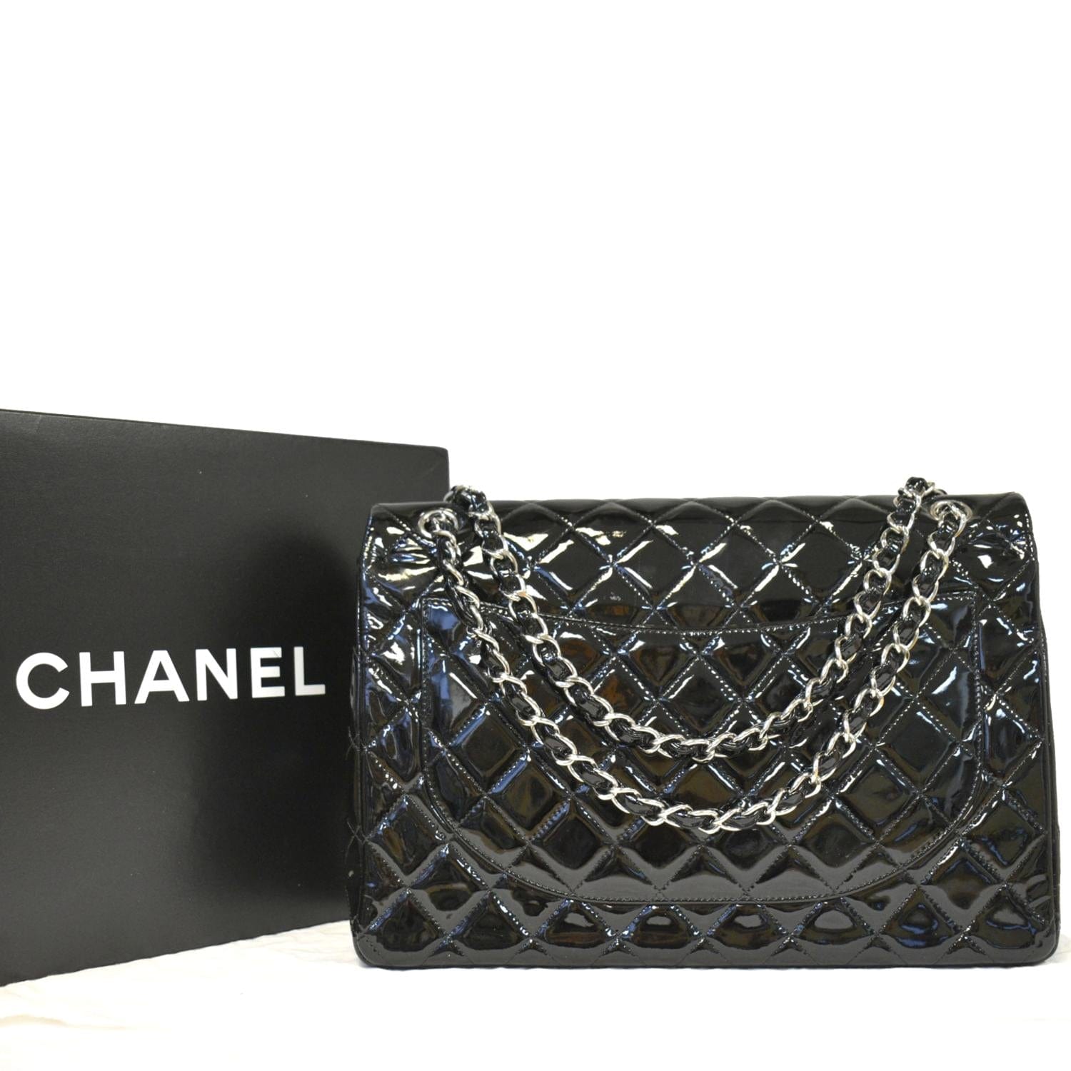 Chanel Classic Maxi Double Flap Quilted Leather Black Travel Bag