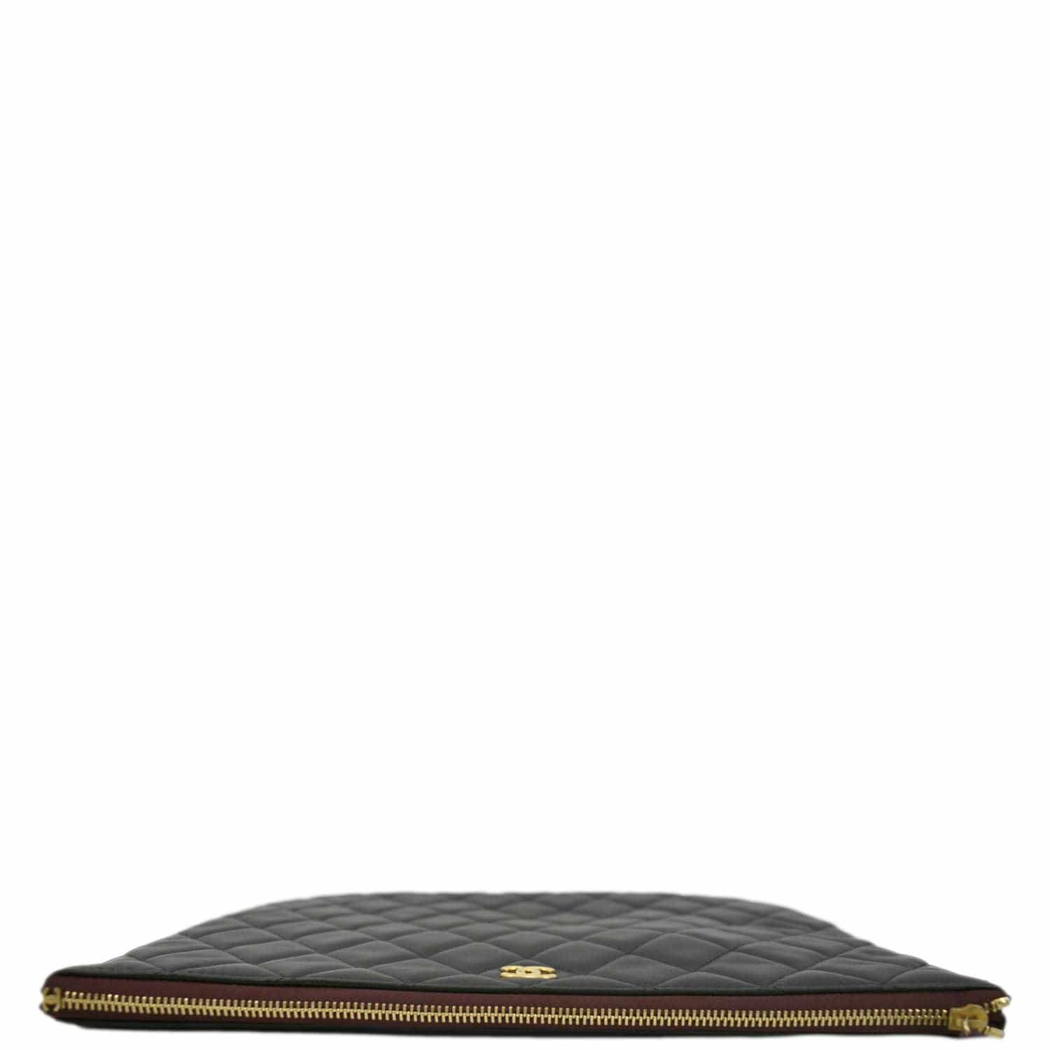 Chanel Classic O- Zip Leather Black Travel Bag Pouch 1
