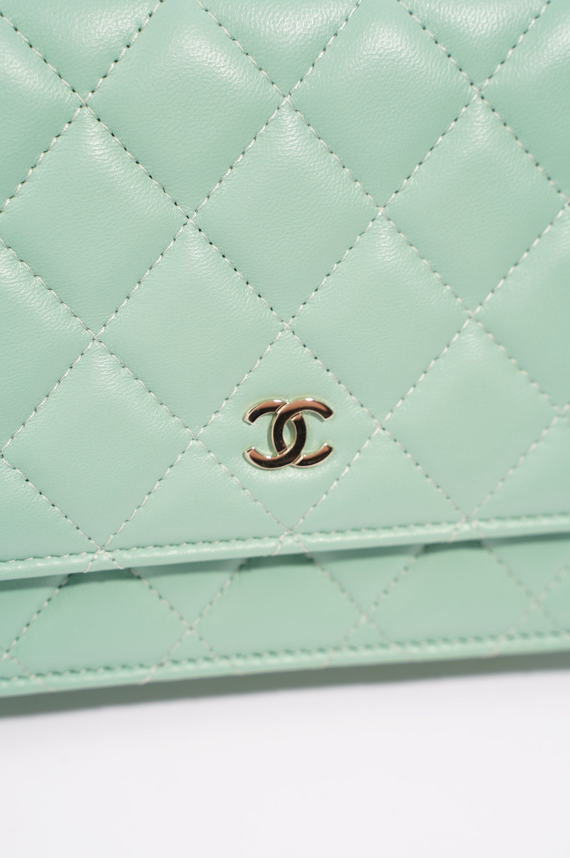 Chanel Womens Wallet On Chain Teal Lambskin