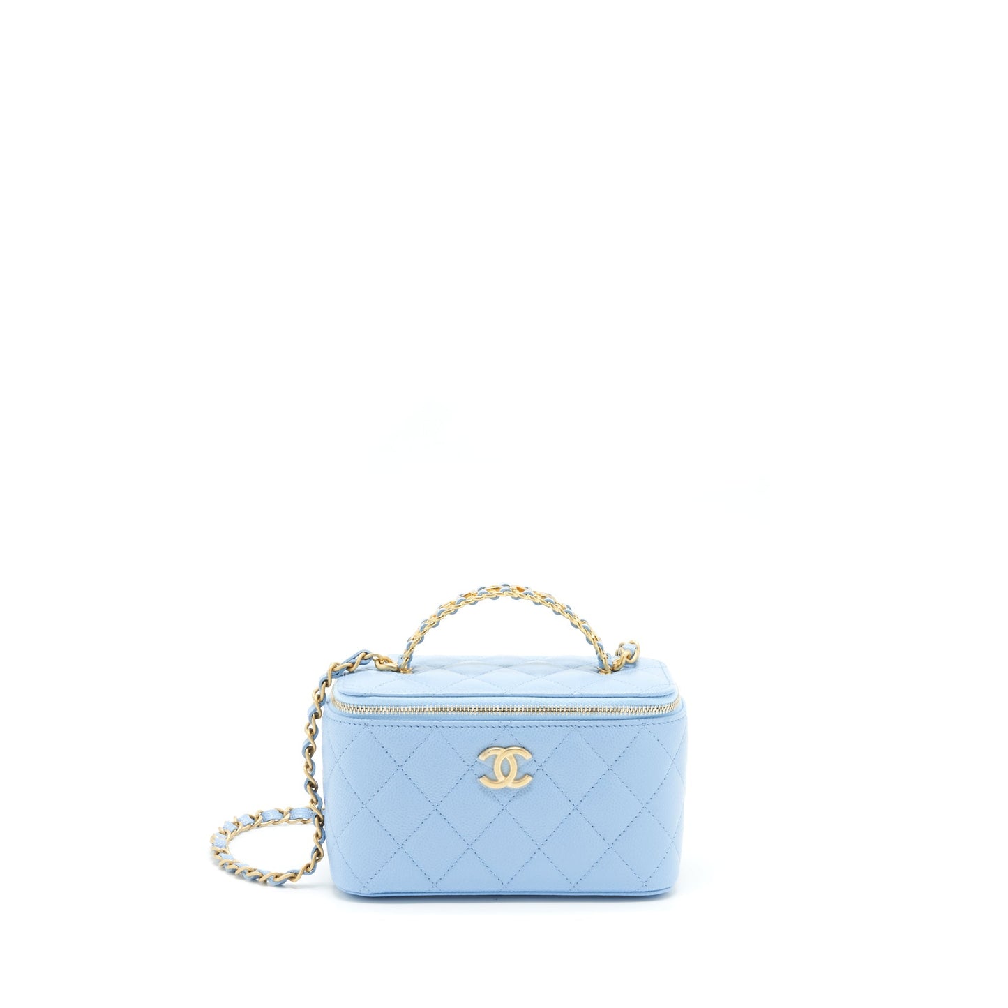 Chanel 22S Letter Logo Top Handle Long Blue Handbag