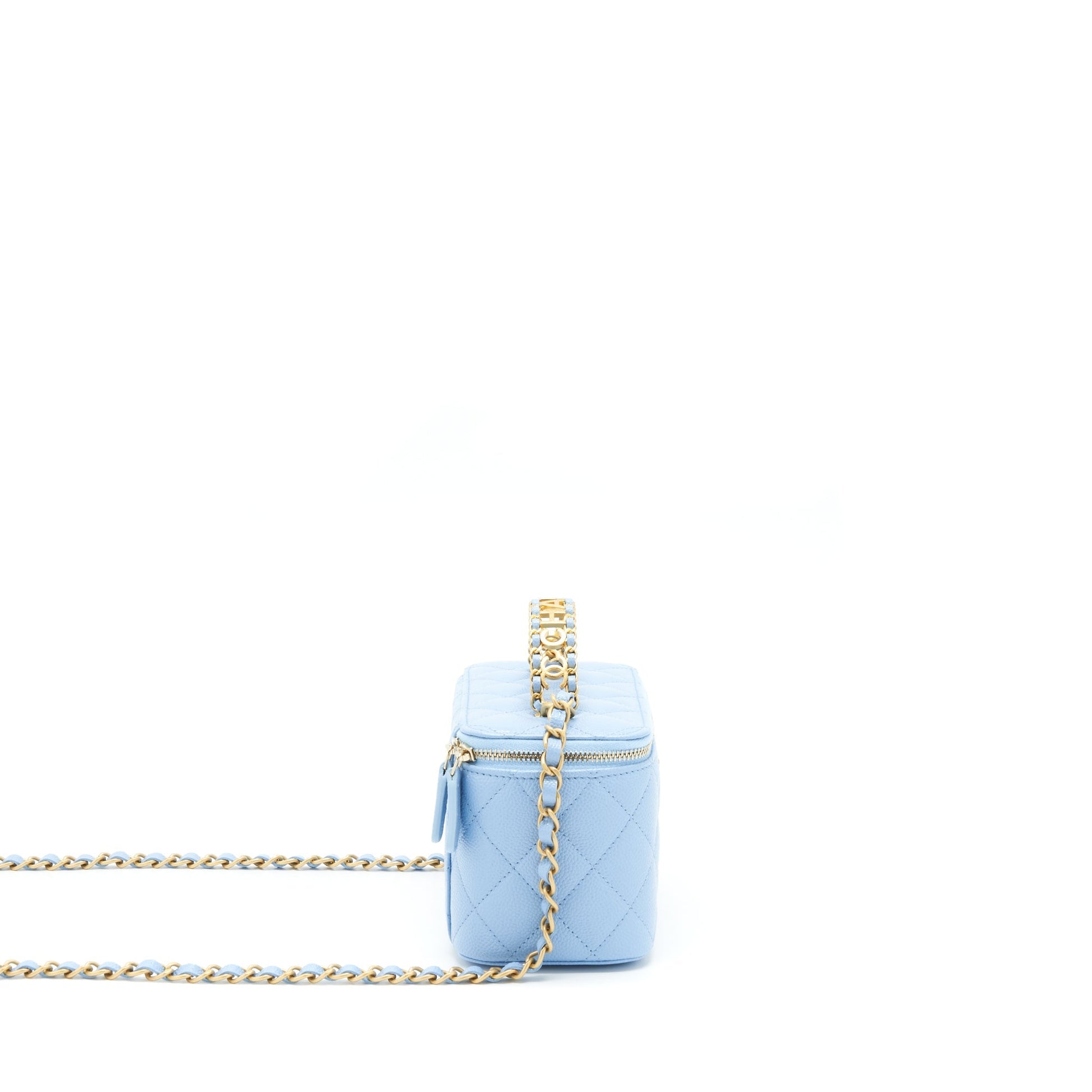 Chanel 22S Letter Logo Top Handle Long Blue Handbag