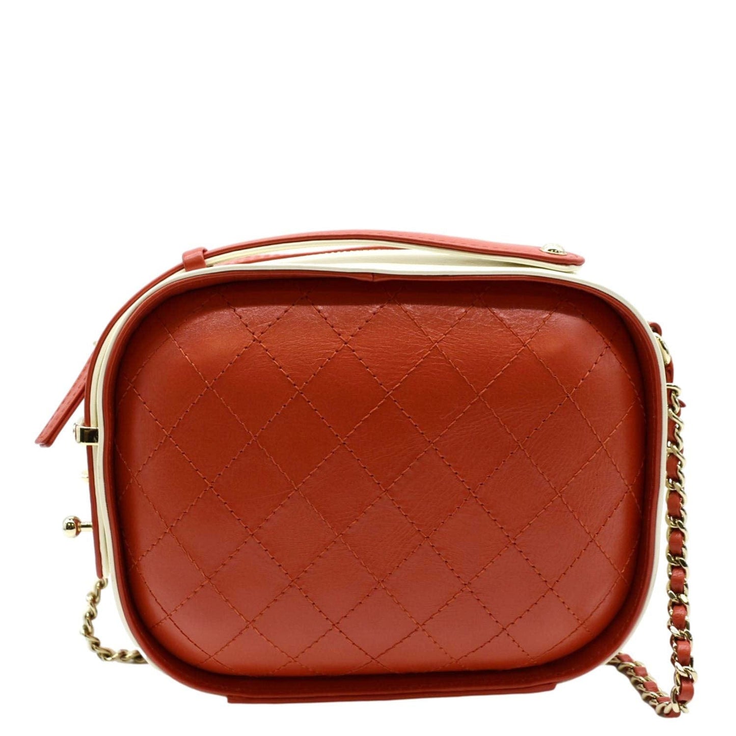 Chanel Crumpled Vanity Leather Calfskin Red Travel Bag