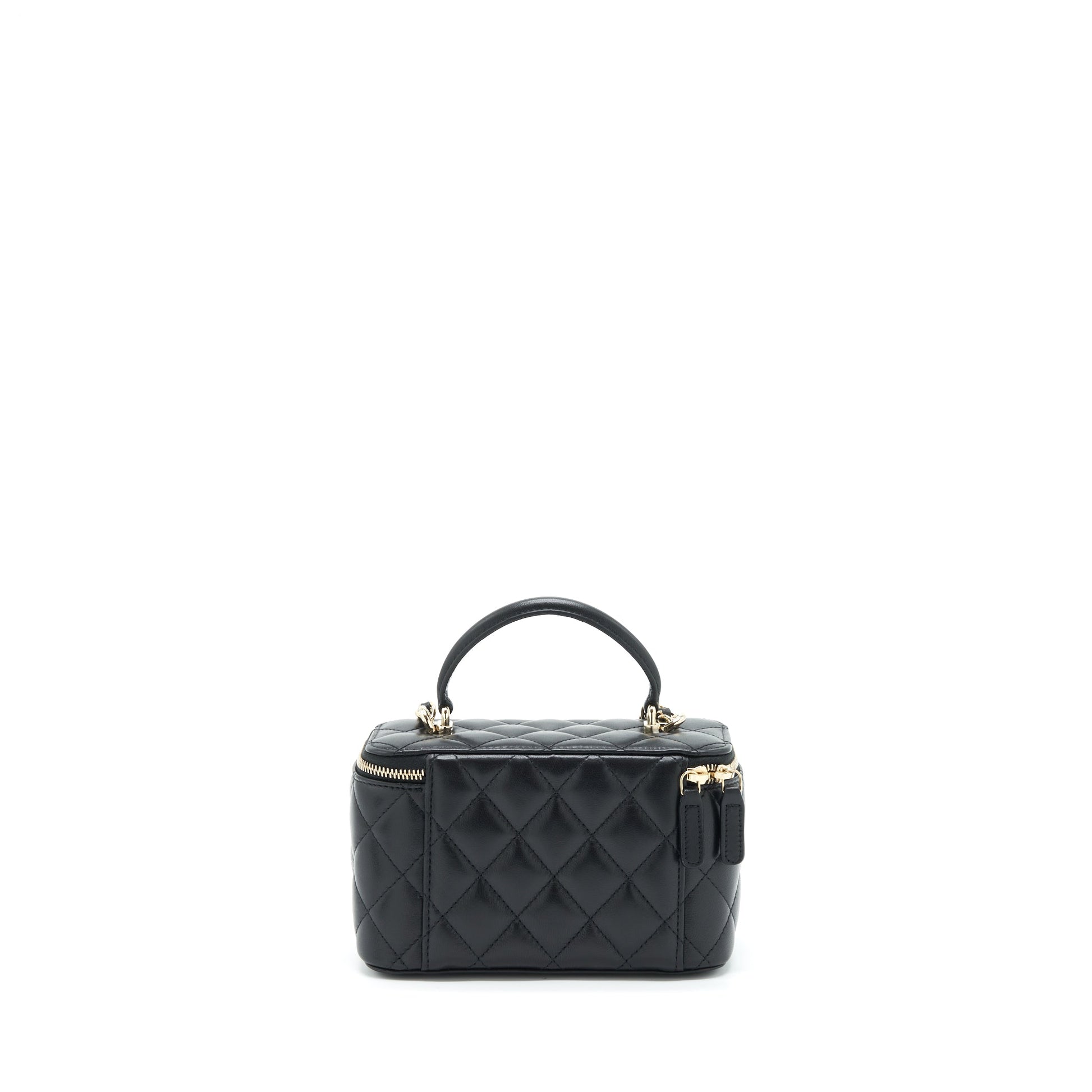 Chanel 22A Top Handle Long Vanity Lambskin Black Handbag Lghw 2