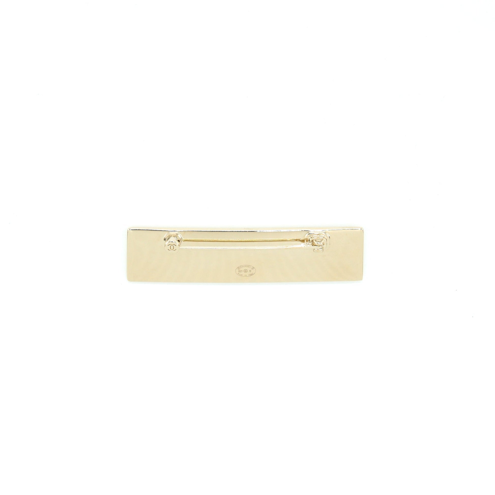 Chanel Letter Brooch Light Tone Black White Gold Handbag