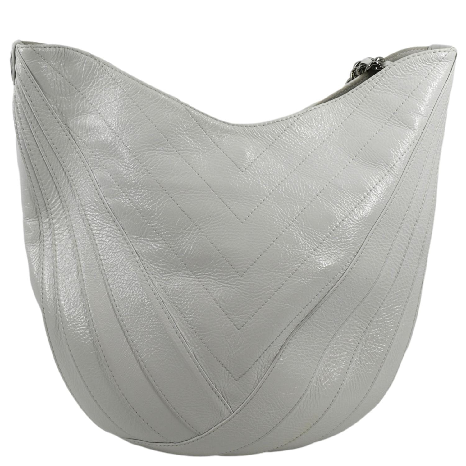 Chanel Droplet Patent Hobo Leather White Travel Bag