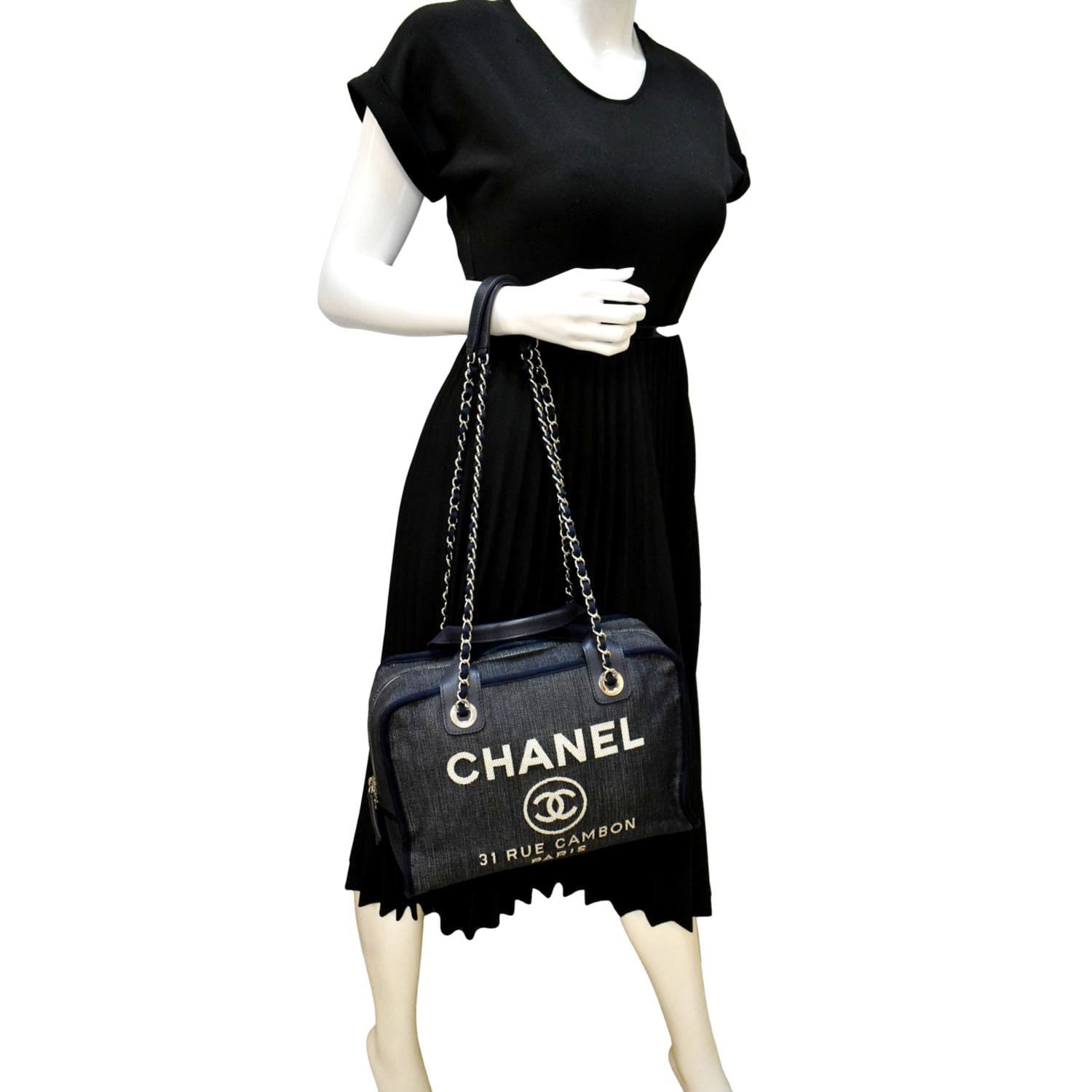 Chanel Deauville Bowling Denim Blue Travel Bag