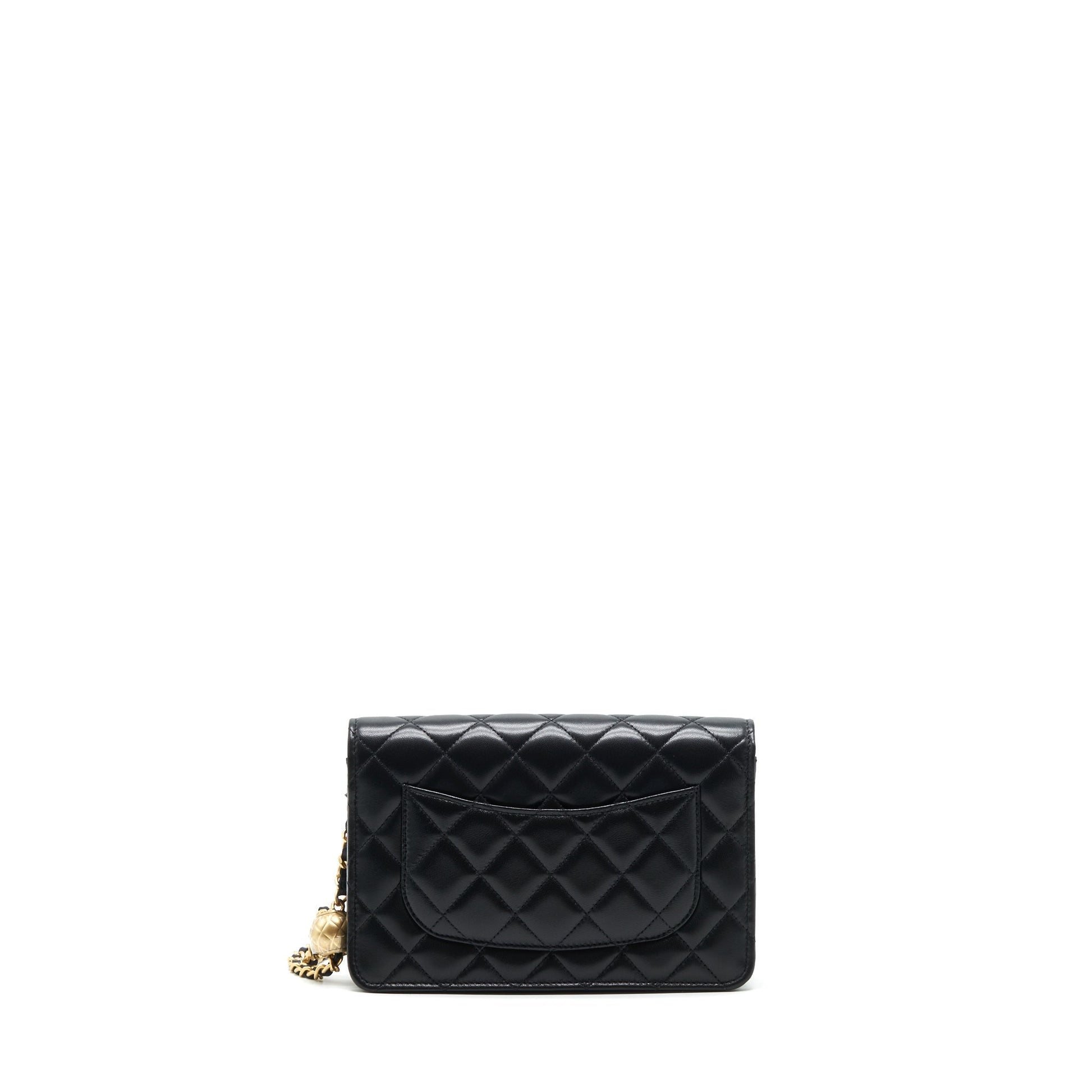 Chanel Pearl Crush on Lambskin GHW microchip Black Wallet Case