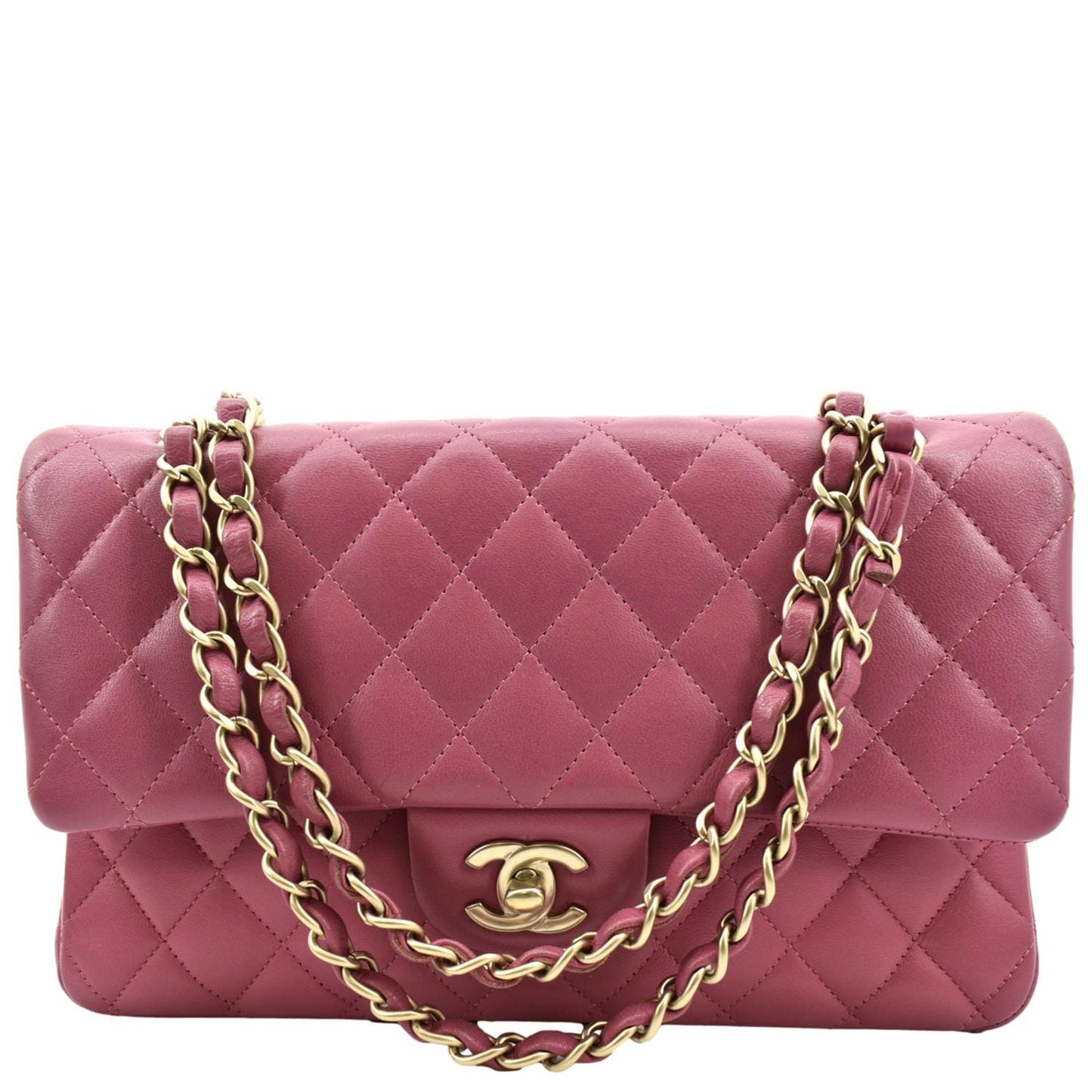 Chanel Classic Double Flap Quilted Leather Pink Travel Bag