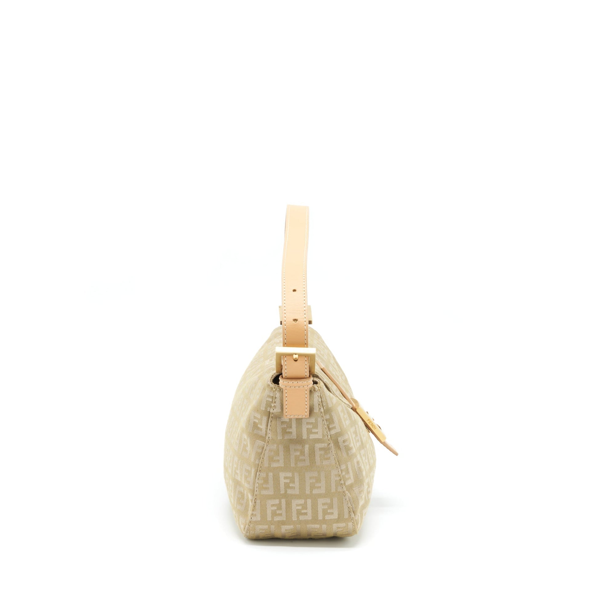 Fendi Baguette Fabric Handbag Beige Shoulder Bag