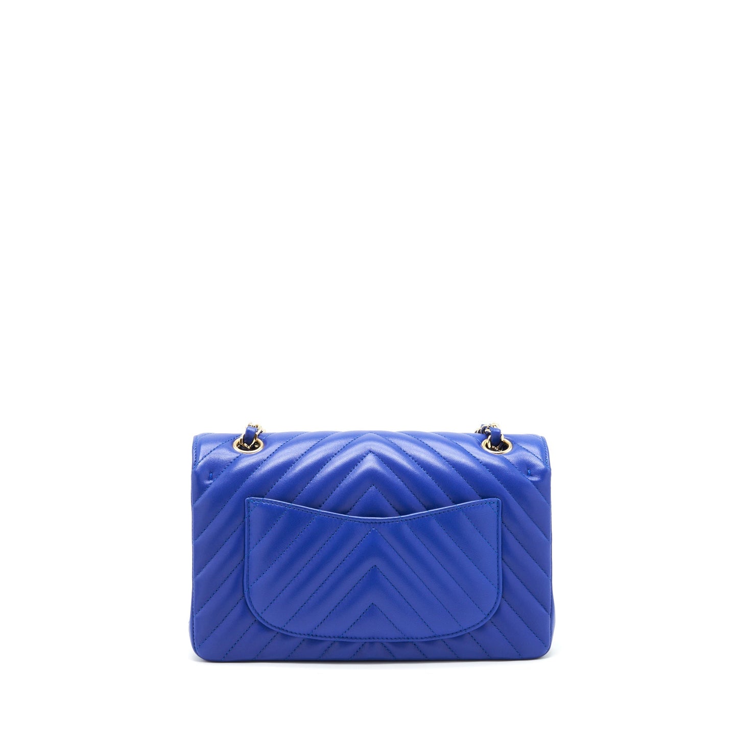 Chanel Classic Flap Chevron Lambskin LGHW Blue Small Shoulder Bag