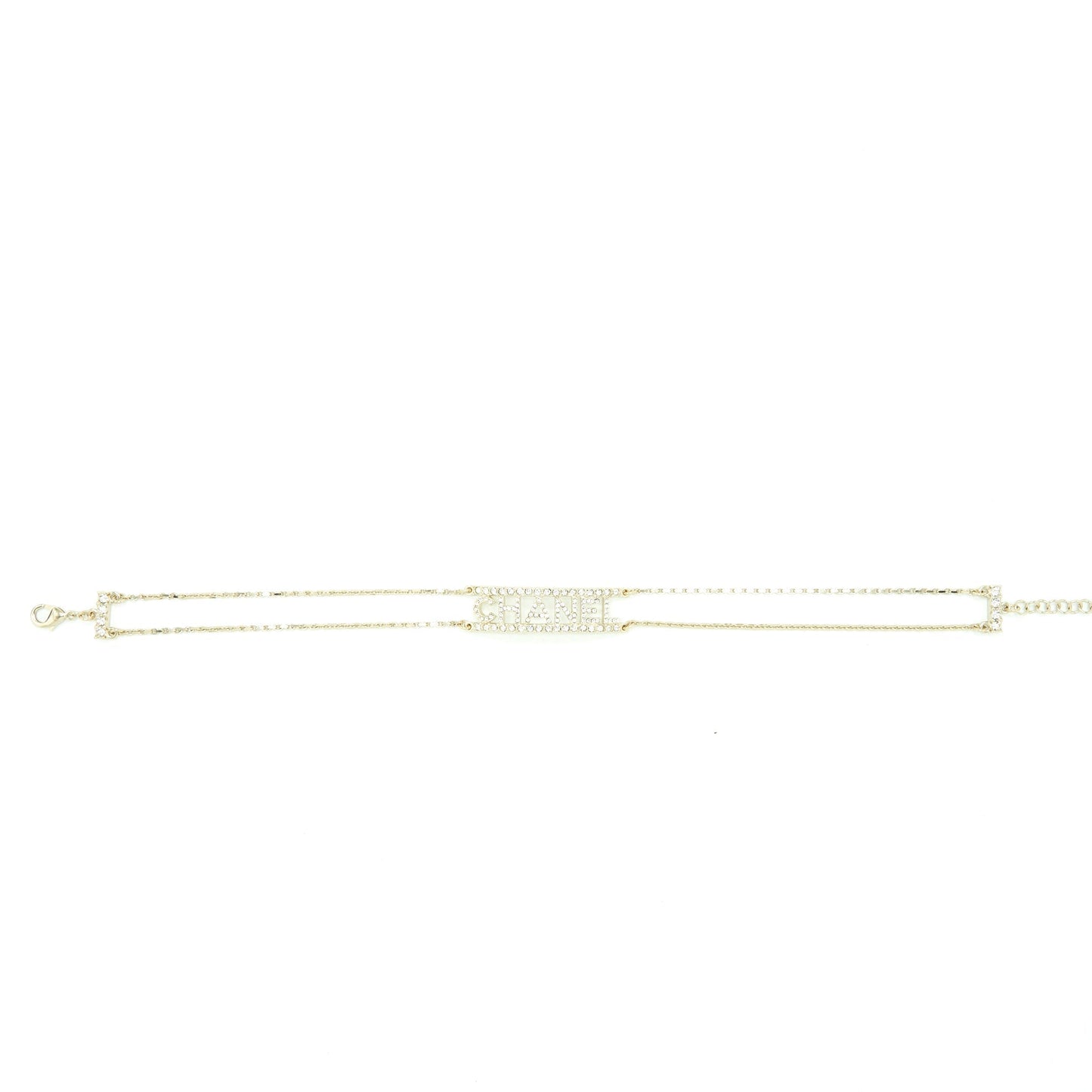 Chanel 22S Crystals Letter Choker Light Tone Gold Handbag