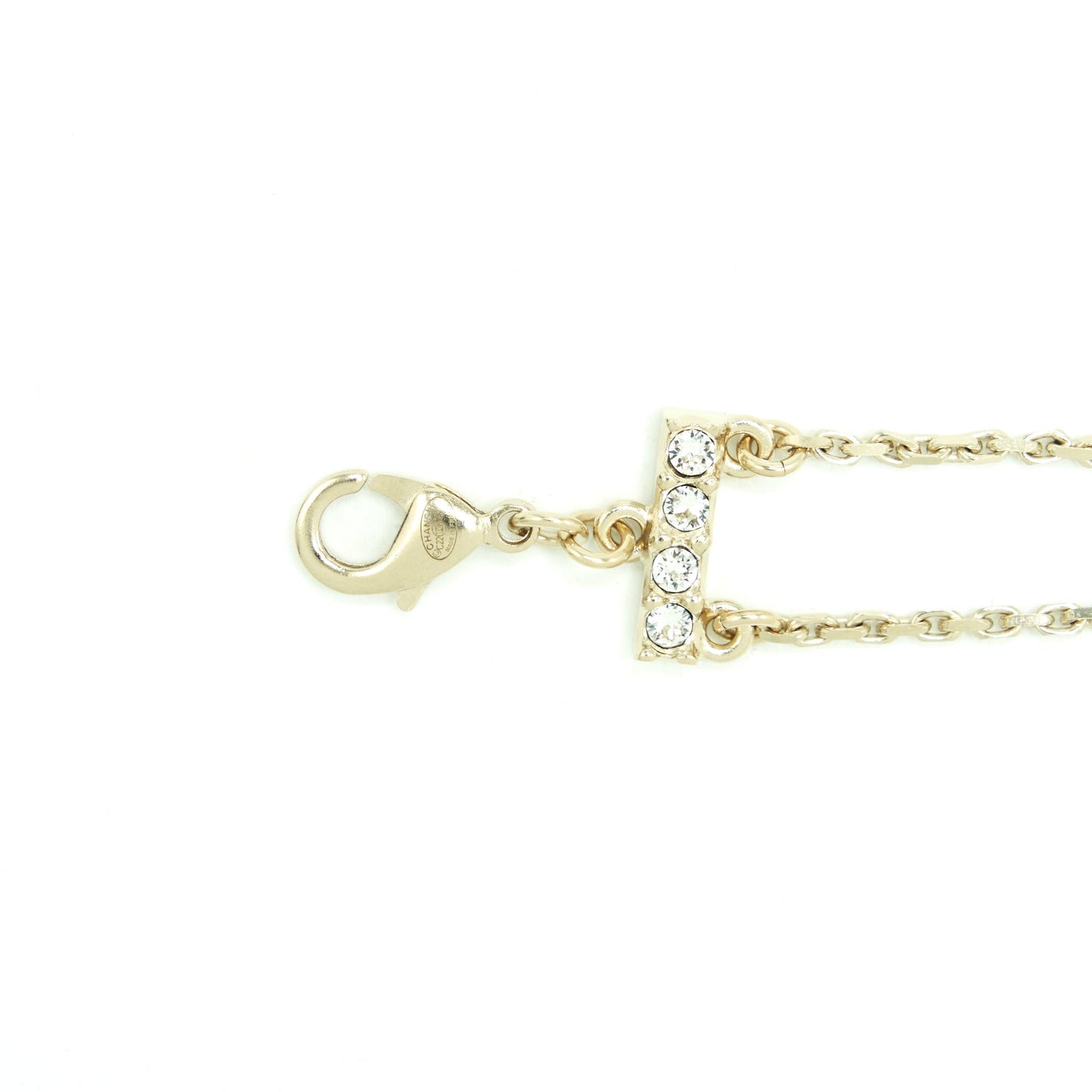 Chanel 22S Crystals Letter Choker Light Tone Gold Handbag
