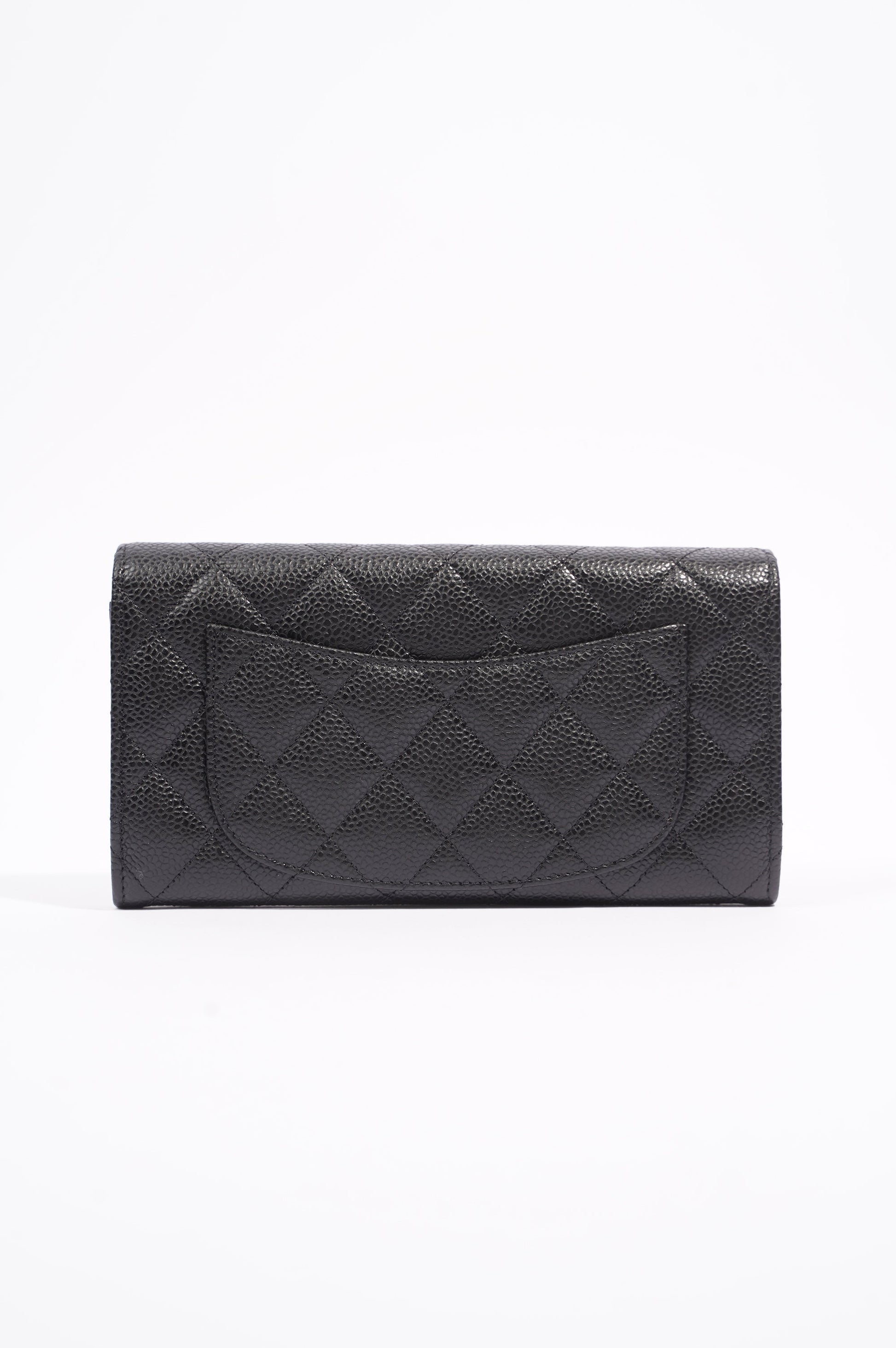 Chanel Womens Flap Wallet Black Caviar