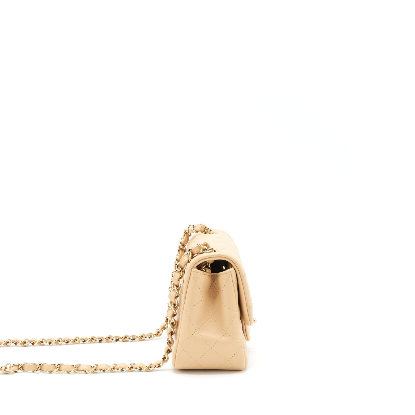 Chanel 22C Square Flap Lambskin LGHW Microchip Beige Shoulder Bag Lghw Microchip
