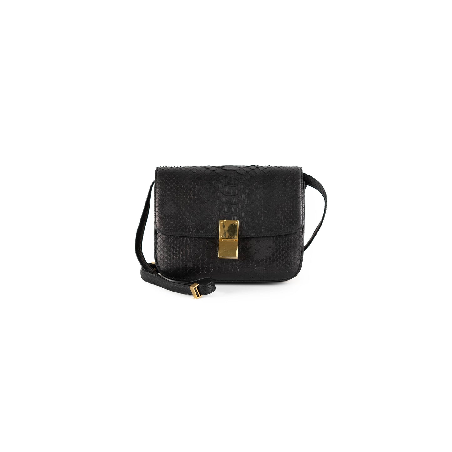 Luxury Box Python Bag Black Travel Bag
