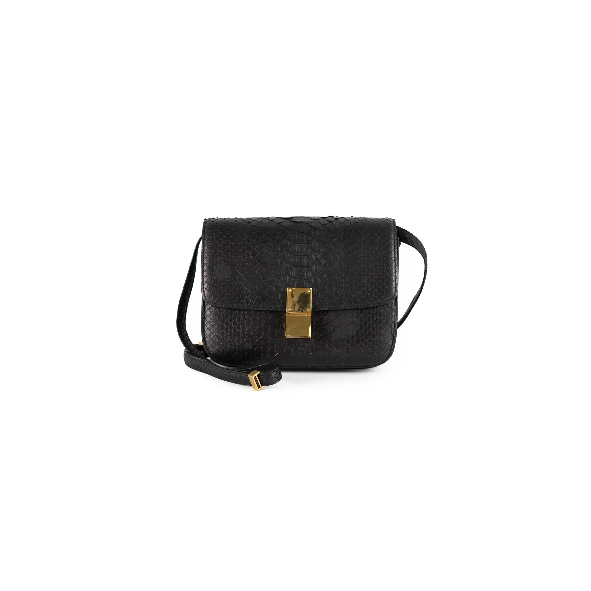 Luxury Box Python Bag Black Travel Bag