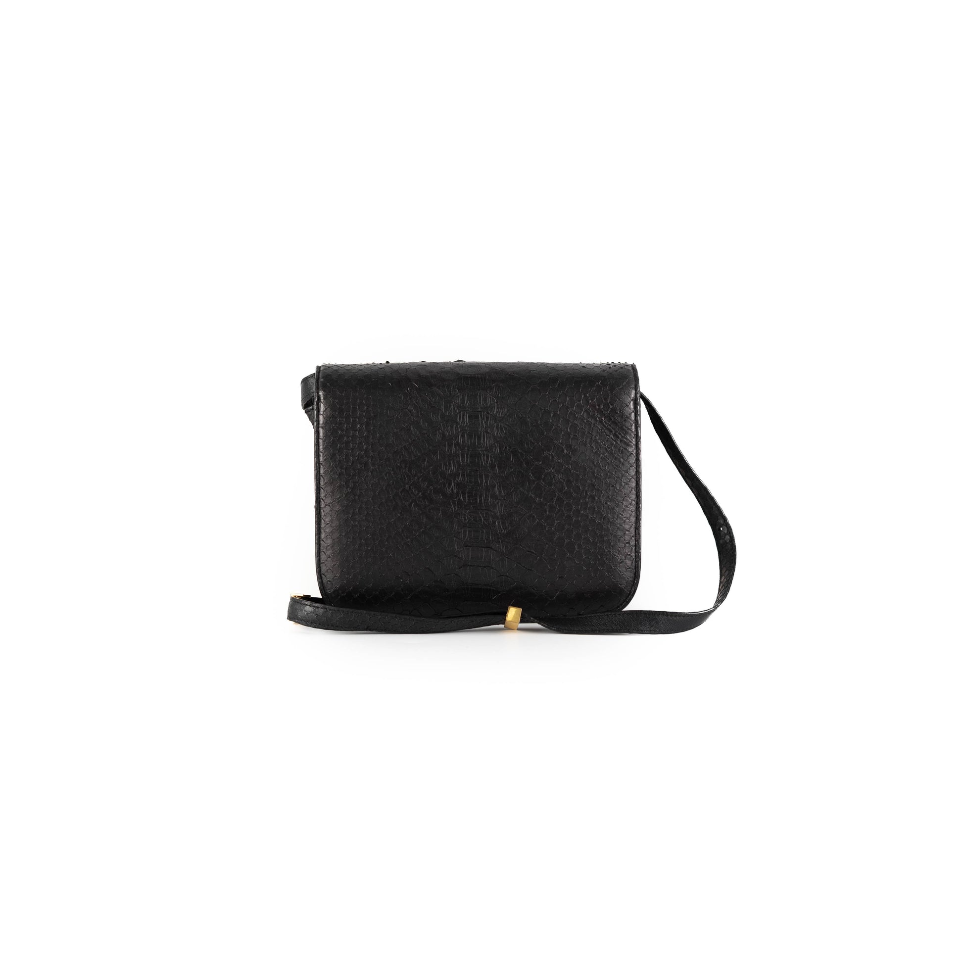 Luxury Box Python Bag Black Travel Bag