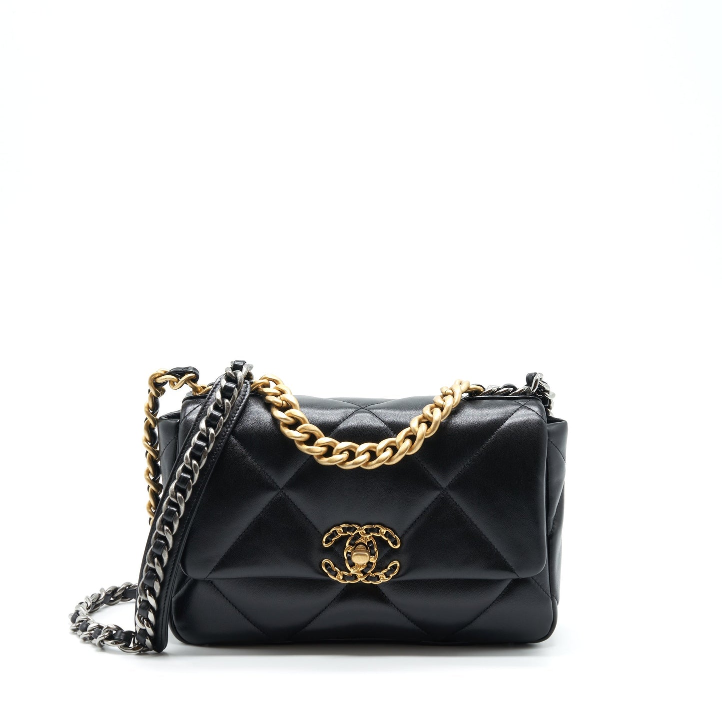 Chanel 19 Lambskin Hardware Microchip Multicolour Black Small Handbag