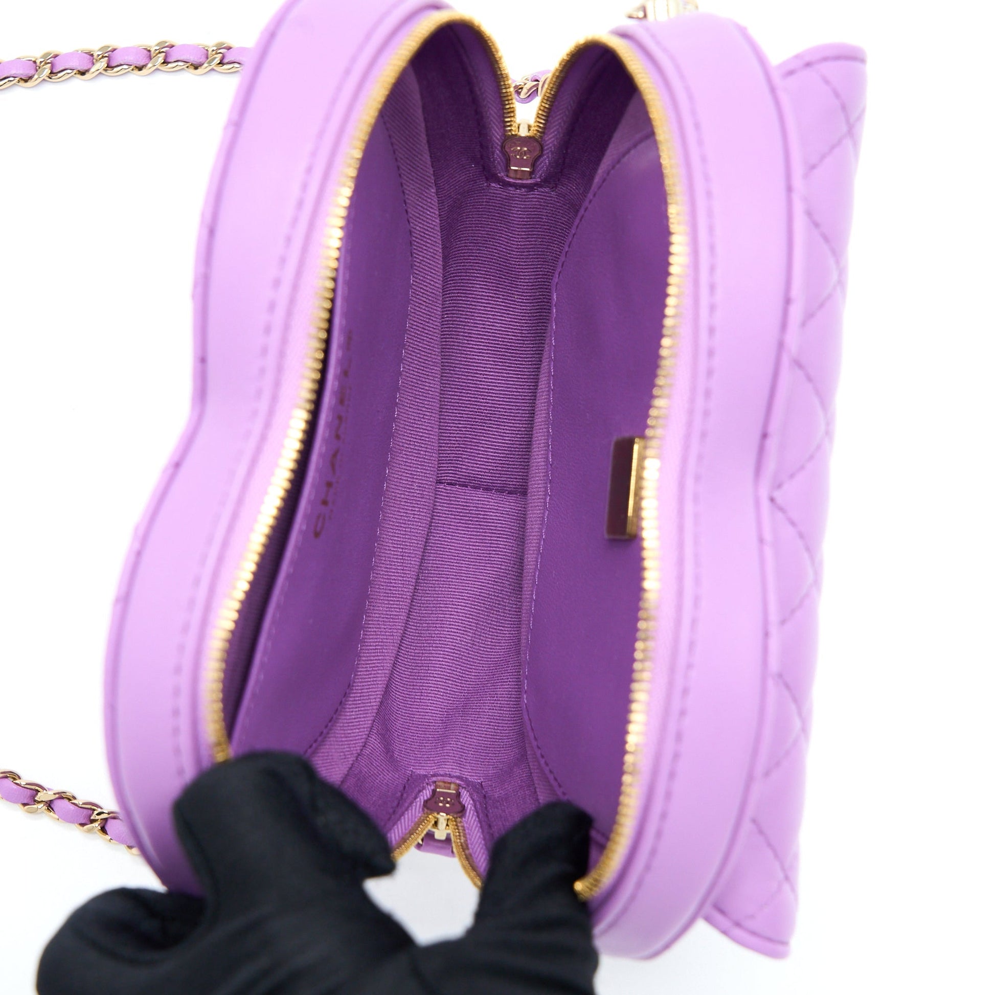Chanel 22s Heart Lambskin Purple LGHW Microchip Handbag Microchip 1