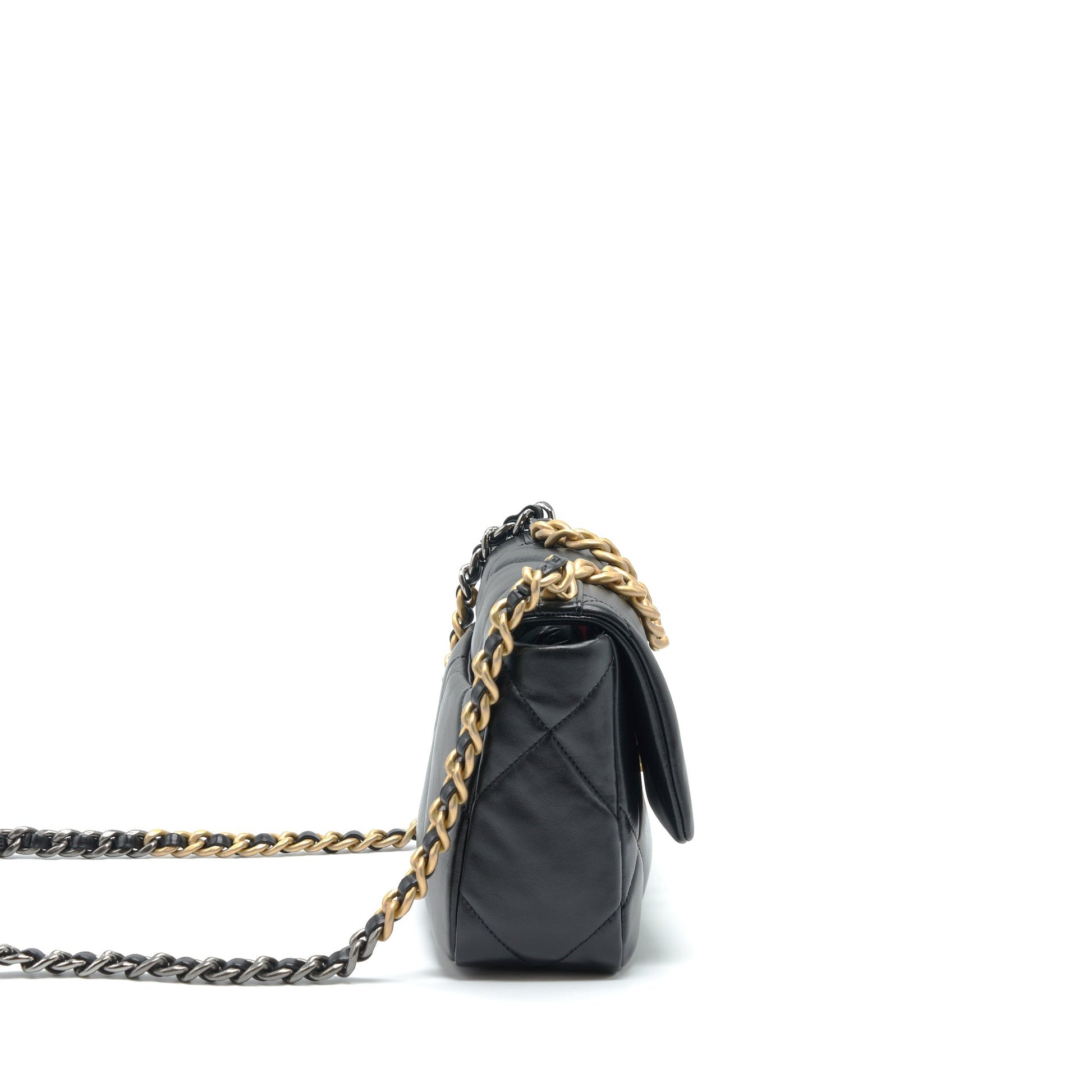 Chanel 19 Lambskin Hardware Microchip Multicolour Black Small Handbag