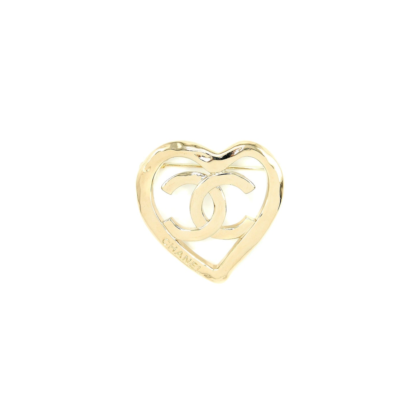 Chanel CC Heart Brooch Light Tone Gold Handbag