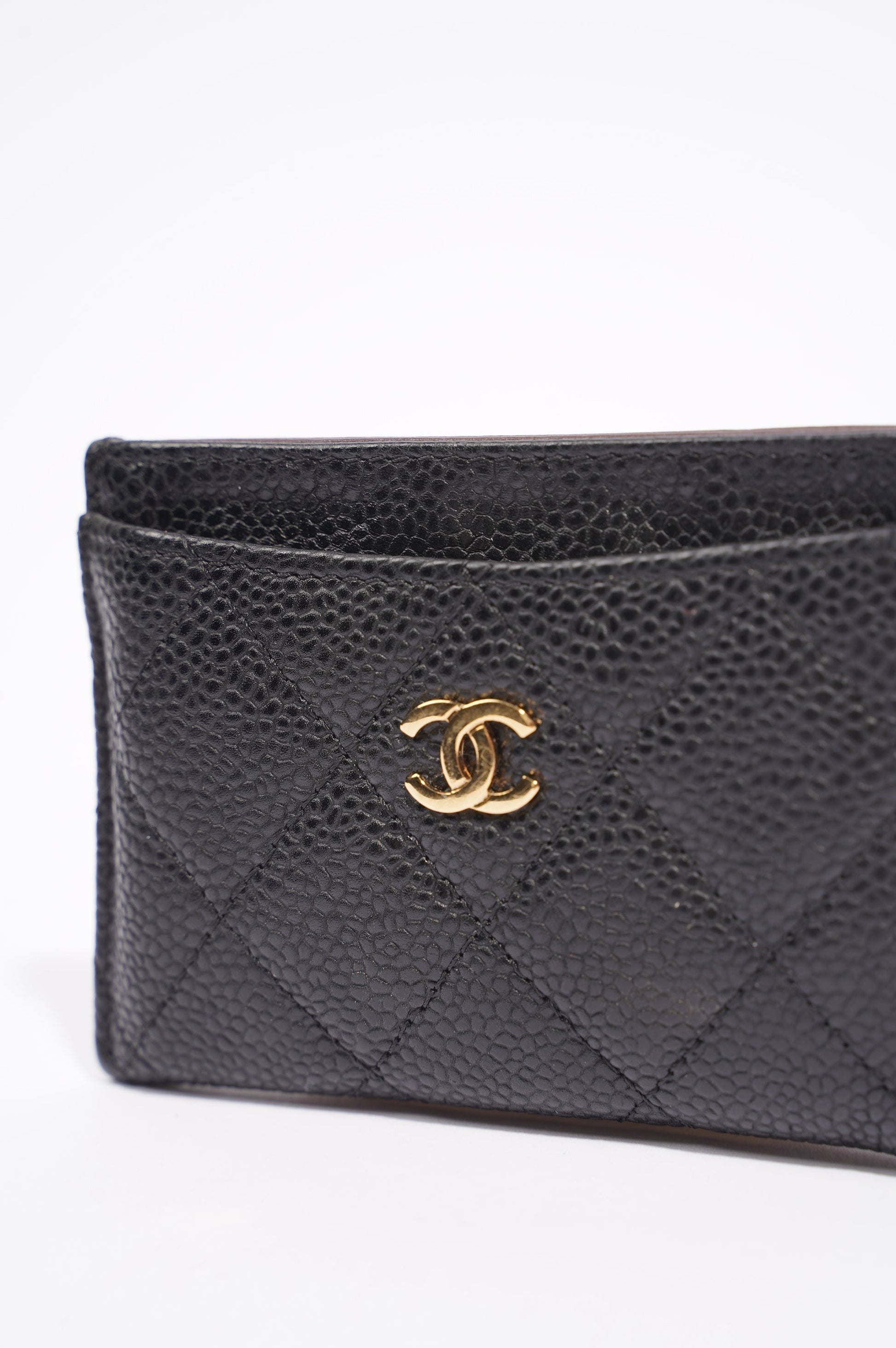 Chanel Womens Card Wallet Black Caviar