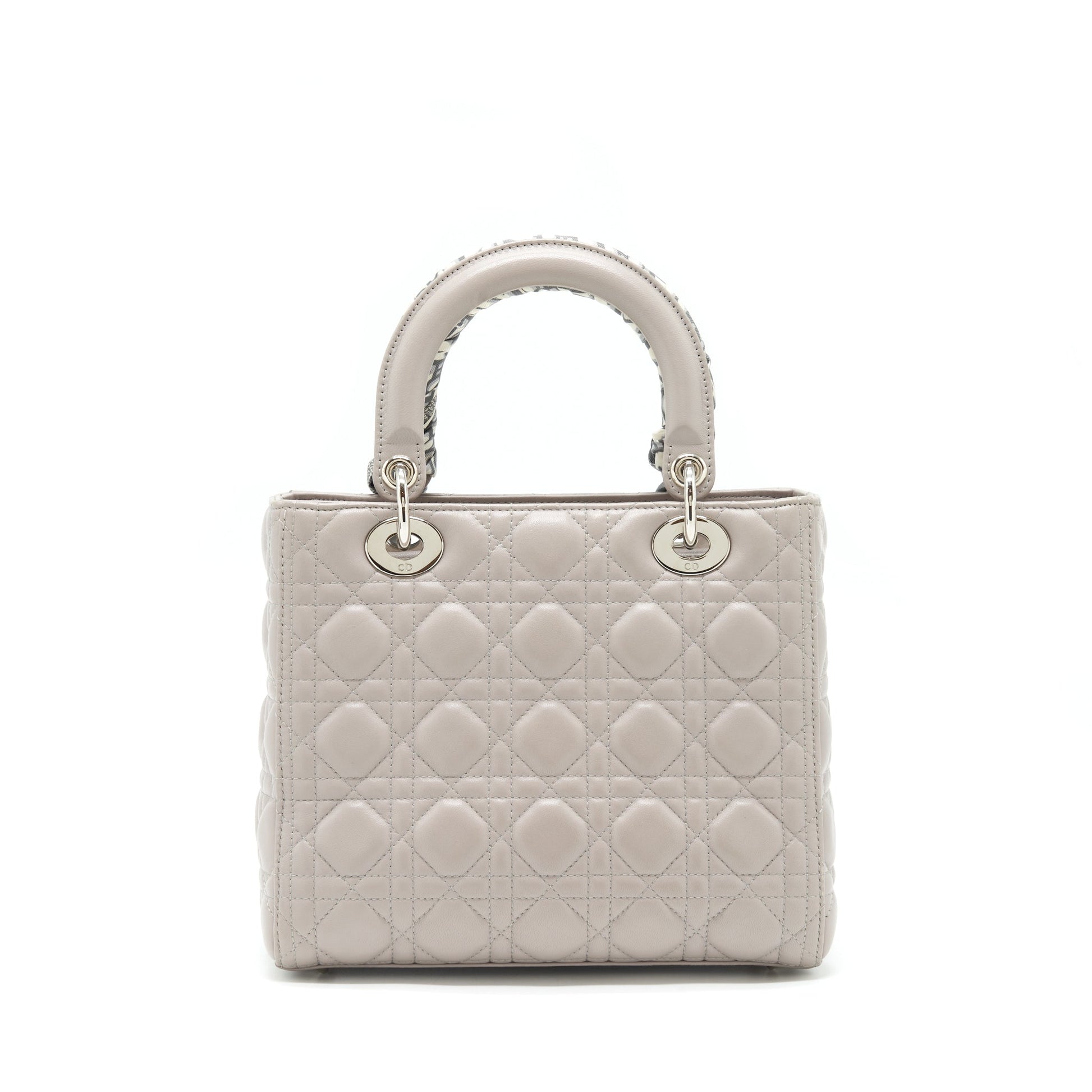 Dior Lady Lambskin Grey With An Extra Twilly Medium Travel Bag