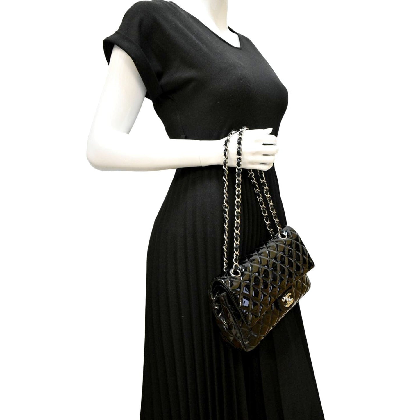 Chanel Flap Patent Leather Black Travel Bag