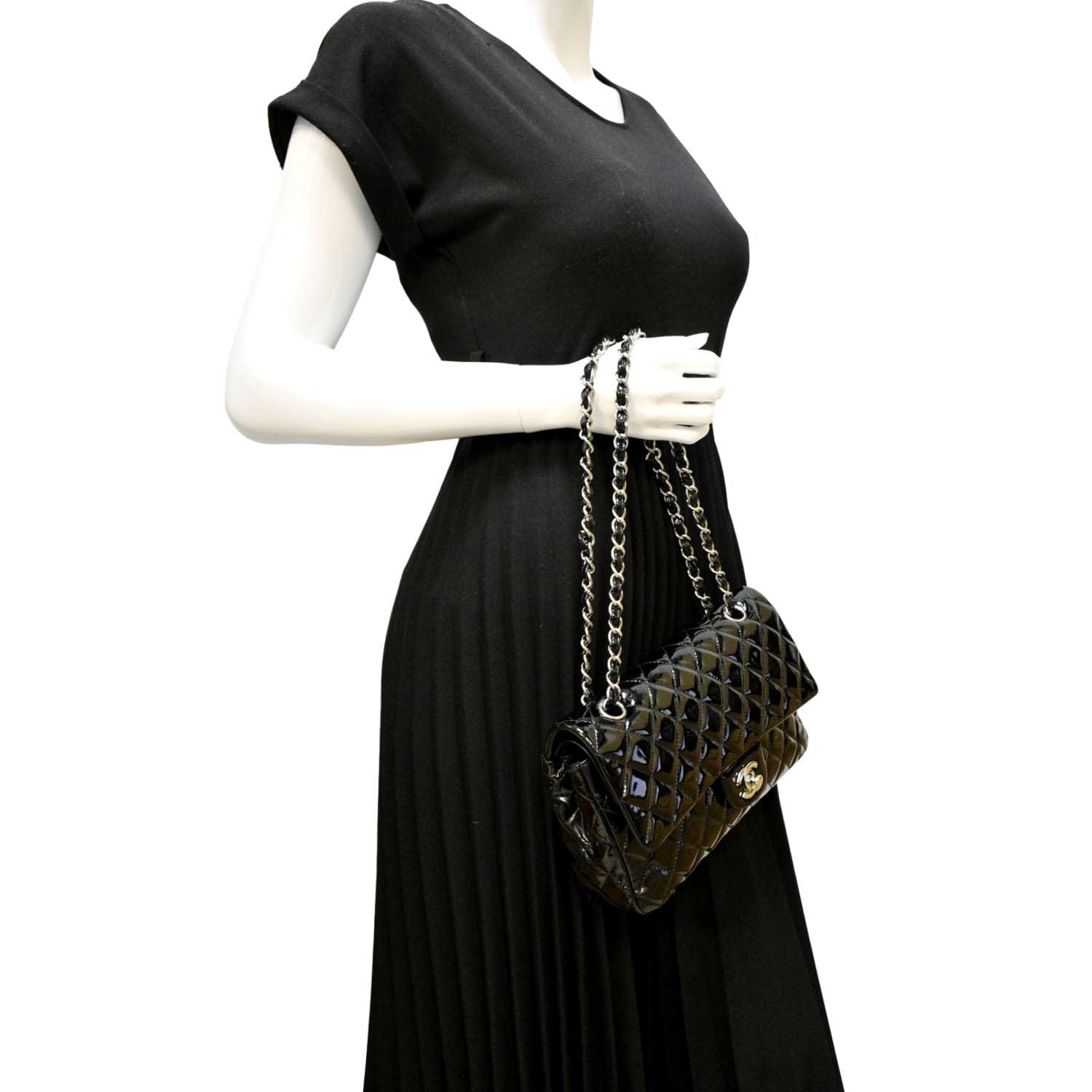 Chanel Flap Patent Leather Black Travel Bag