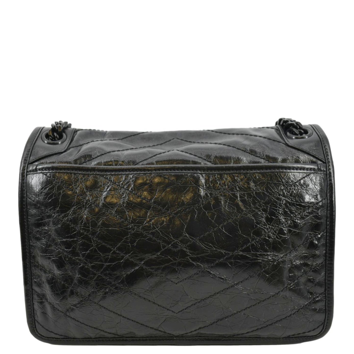 YSL Saint Laurent Yves Niki Crinkle Shoulder Bag Leather Black Baby Laurent Niki 1