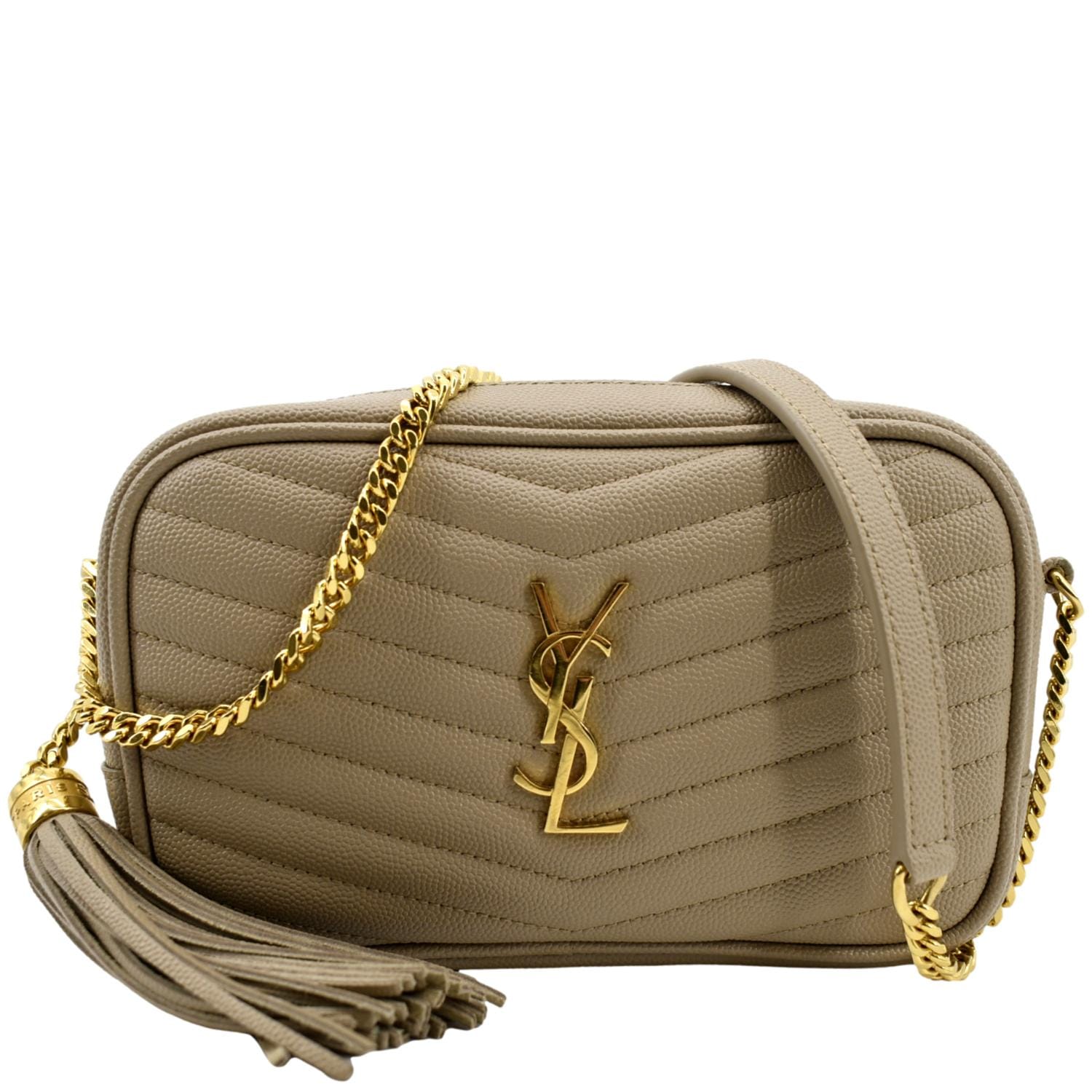YSL Saint Laurent Saint Lou Grain De Poudre Camera Bag Beige Mini Crossbody Bag