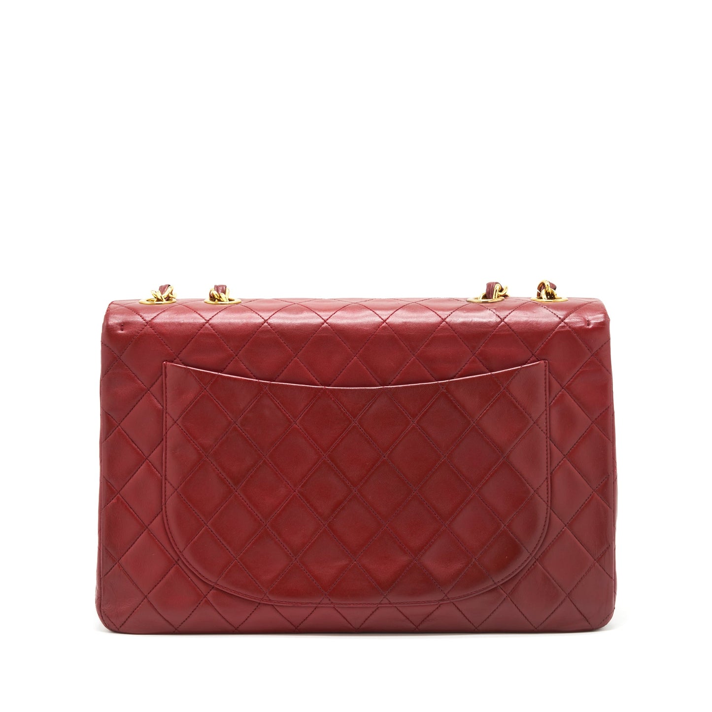 Chanel Maxi Flap Lambskin GHW Red Shoulder Bag