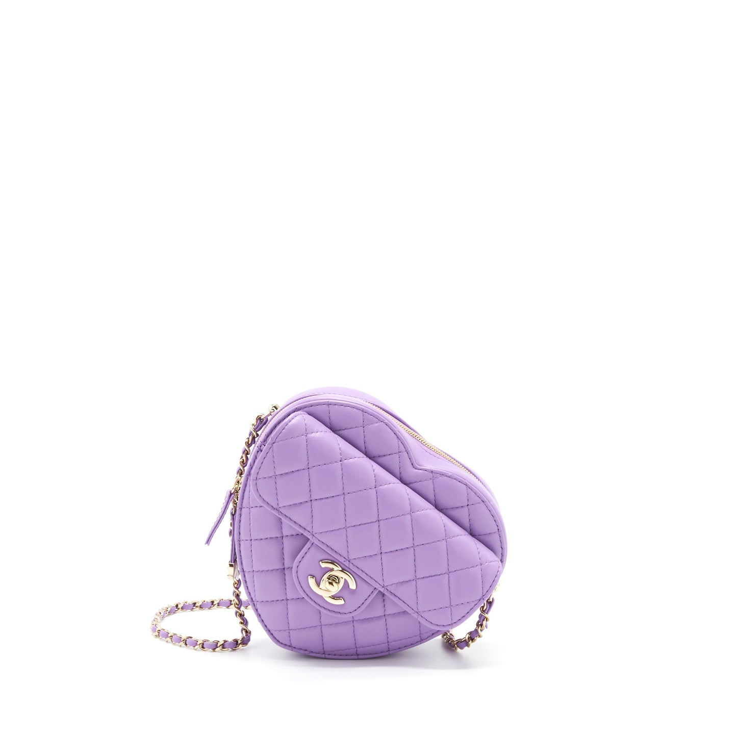 Chanel 22S Heart Lambskin Purple LGHW Microchip Handbag