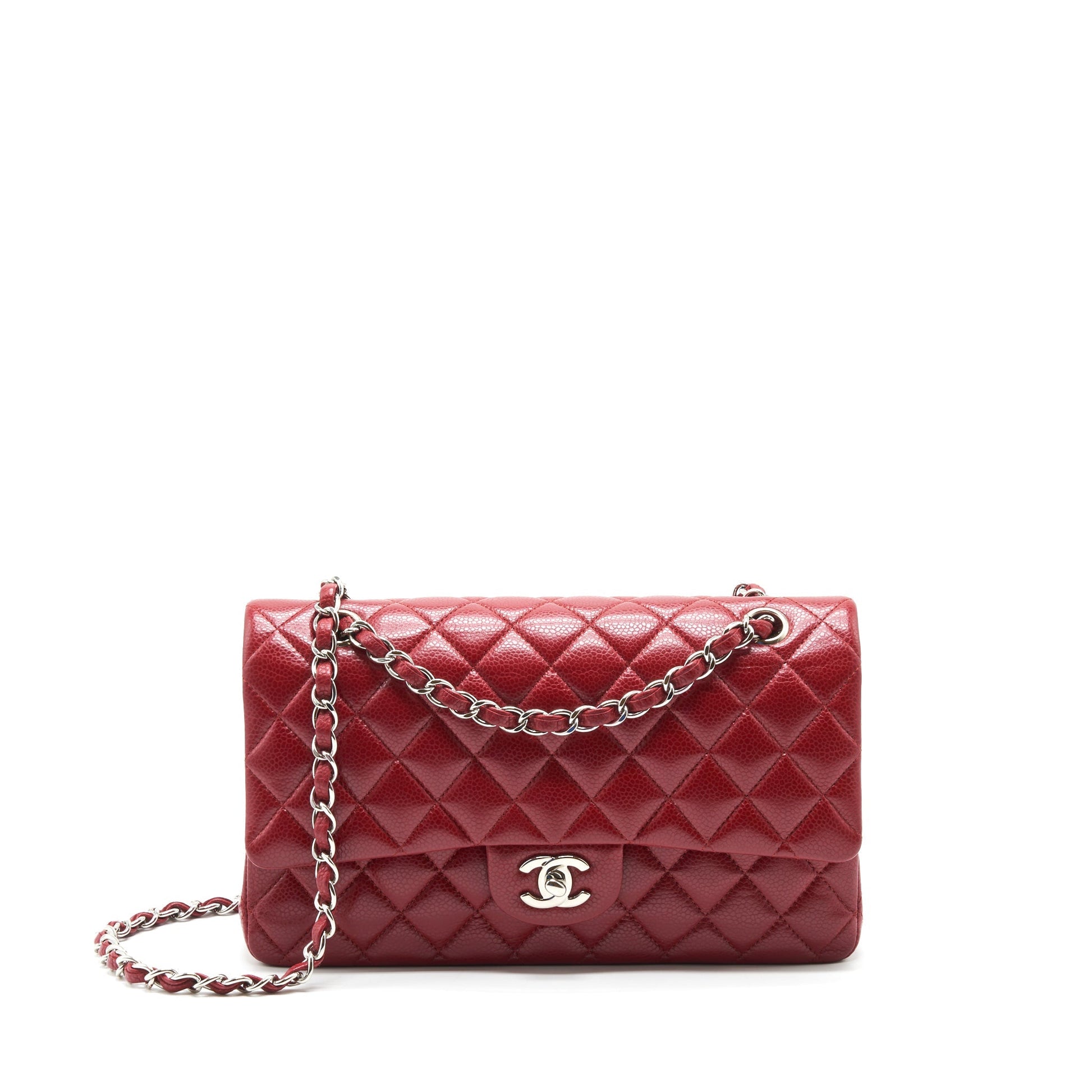 Chanel Classic Double Flap Caviar SHW Red Shoulder Bag