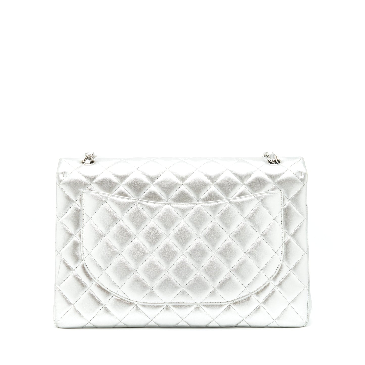 Chanel Maxi Classic Double Flap Lambskin Sliver Shoulder Bag
