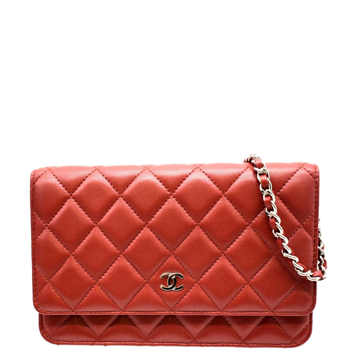 Chanel WOC Quilted Leather Red Wallet Case
