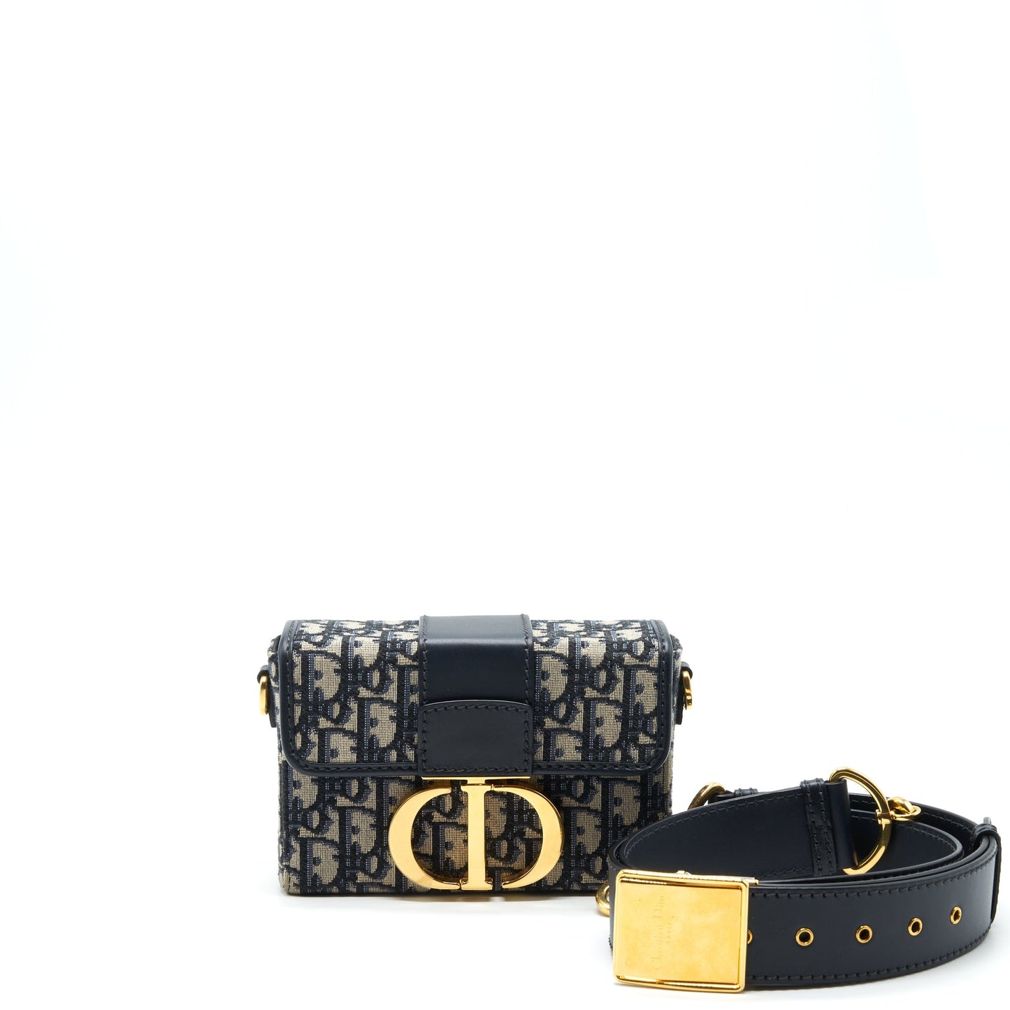 Dior Montaigne Box Purse Oblique Jacquard Handbag Blue Travel Bag