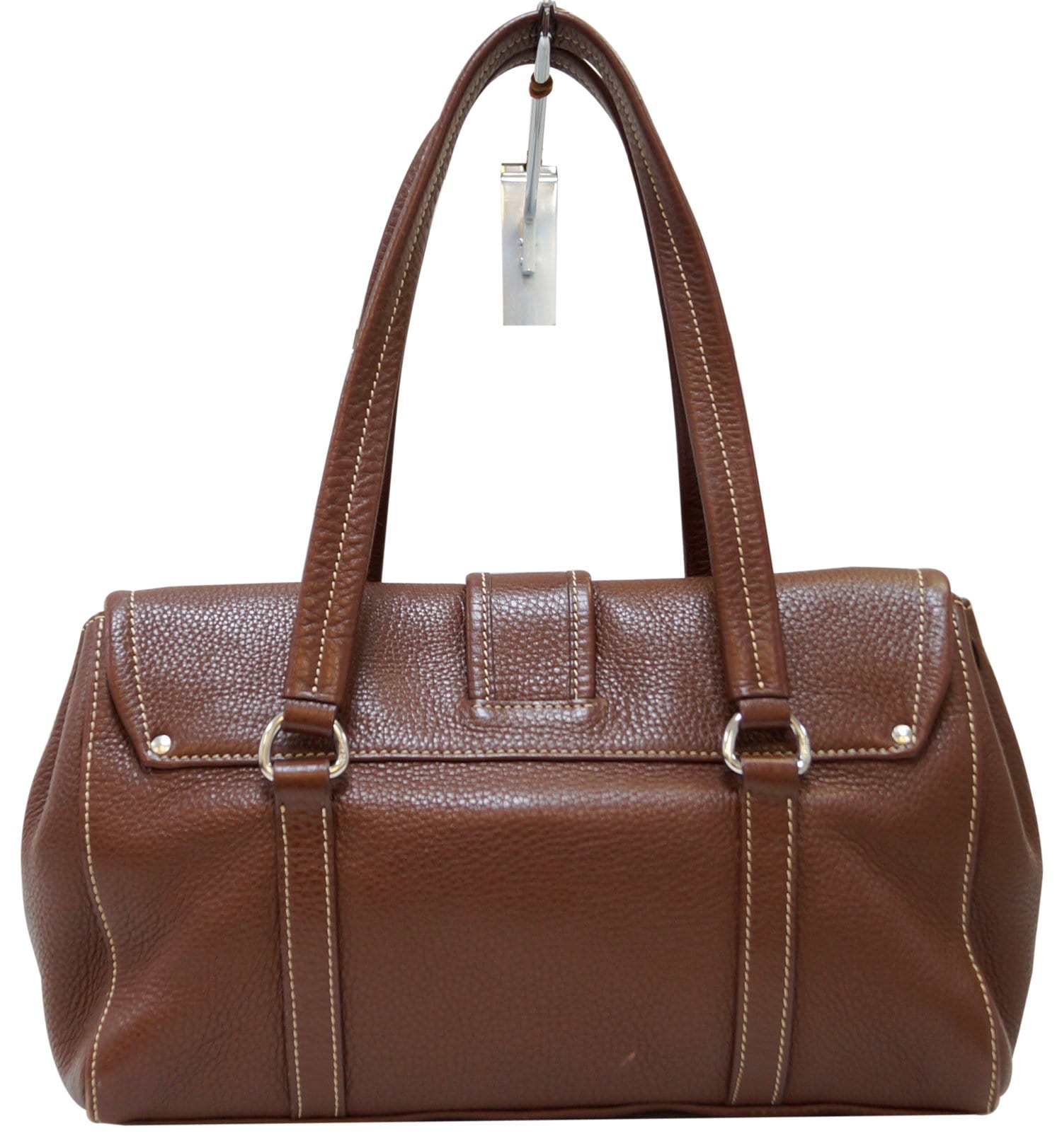 Grommet Shoulder Bag Leather Brown