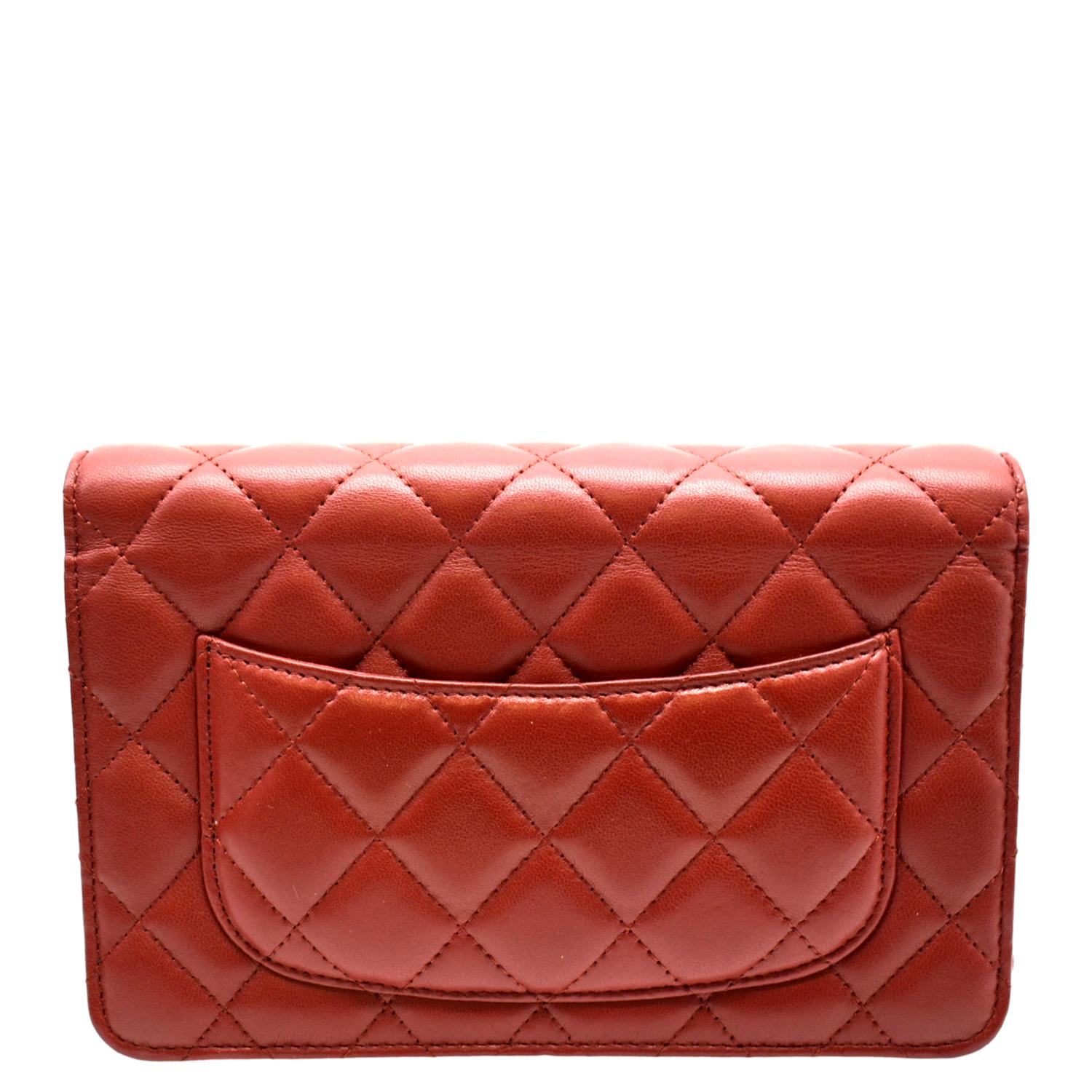 Chanel WOC Quilted Leather Red Wallet Case