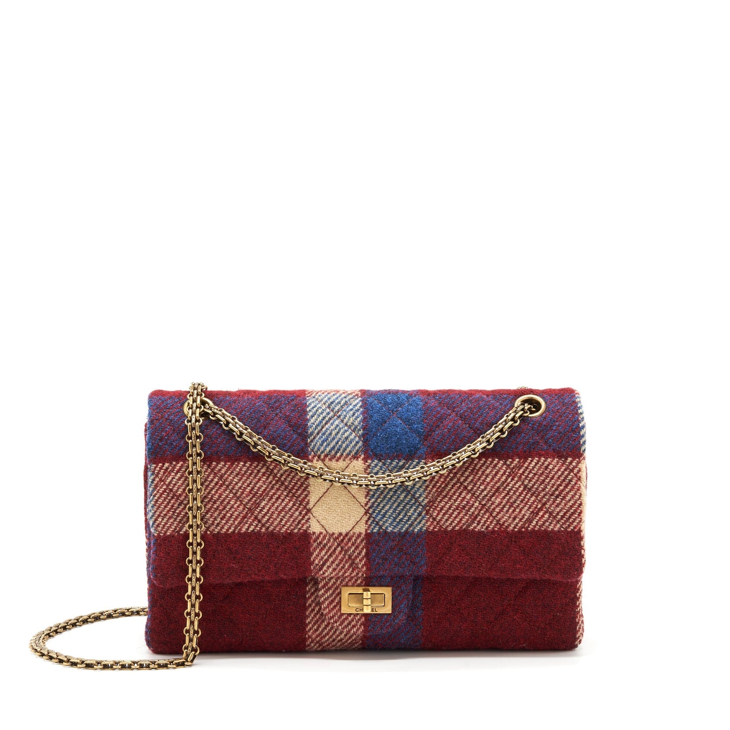 Chanel 2.55 226 Reissue Double Flap Fabric Multicolour Gold Shoulder Bag