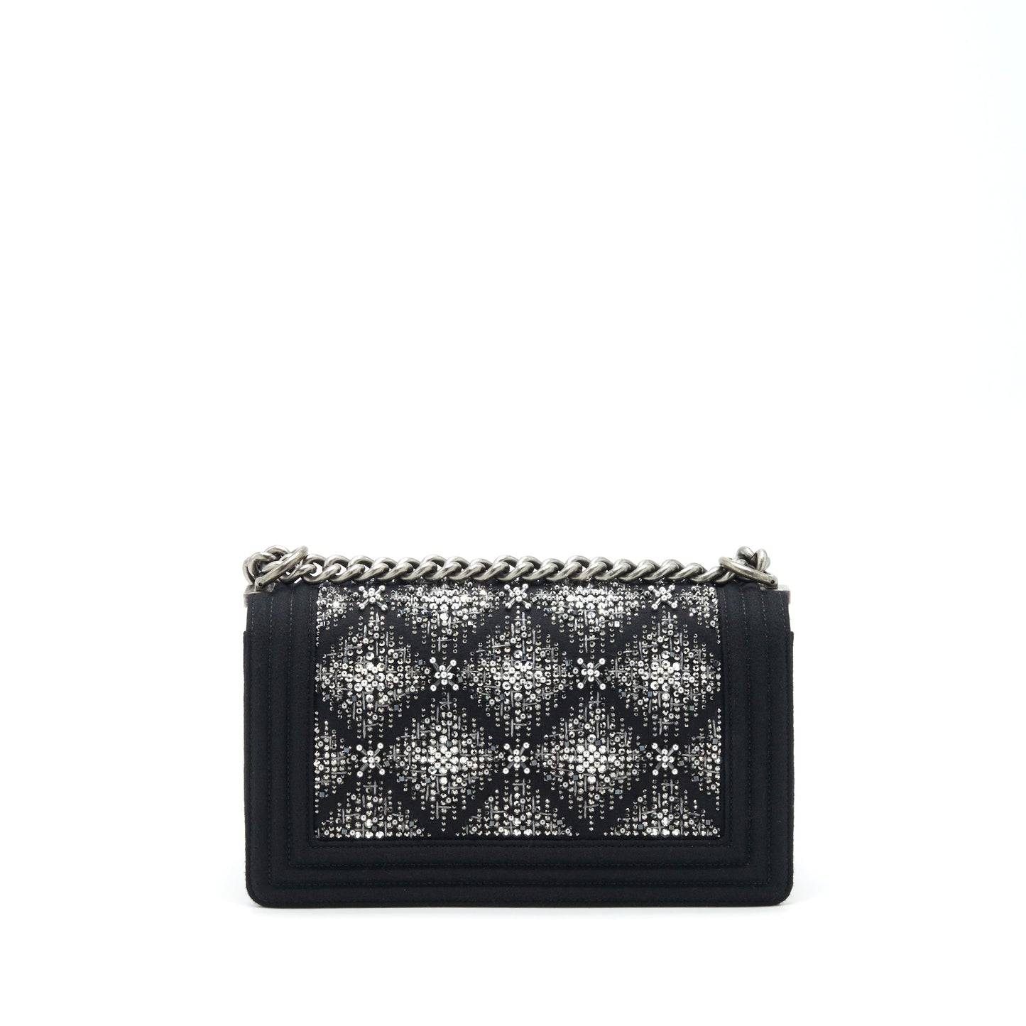 Chanel 19B Boy Flap Limited Edition Fabric Black Silver Shoulder Bag