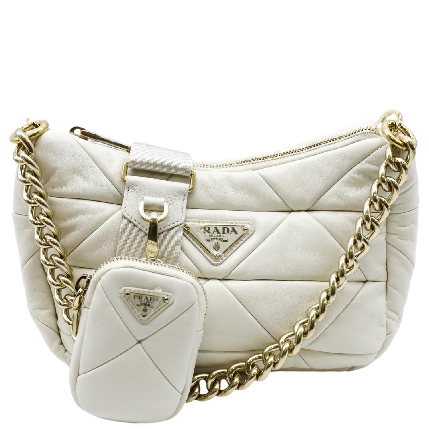 Patchwork System Nappa Shoulder Bag Leather White