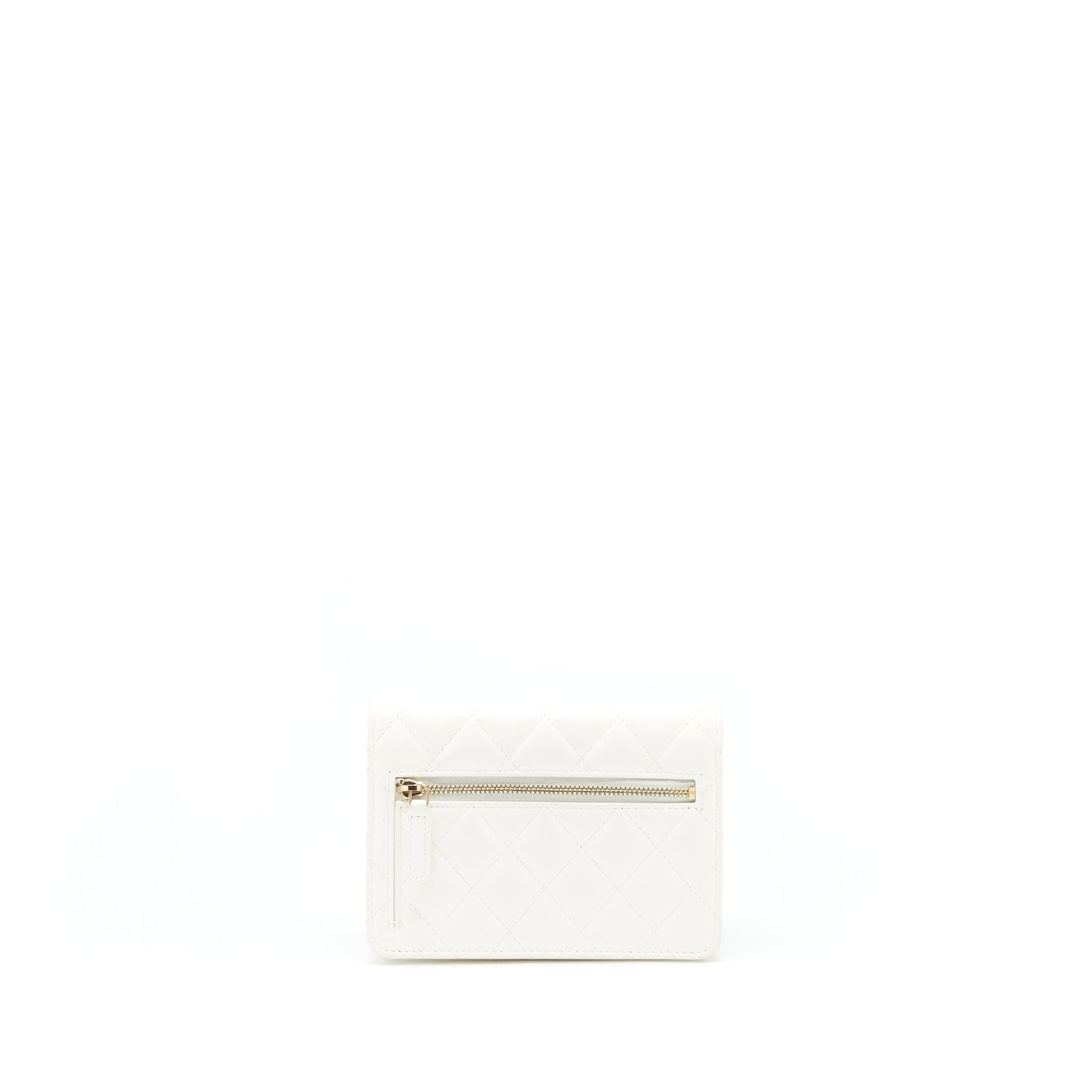 Chanel Ruffles On Chains GHW White Wallet Case