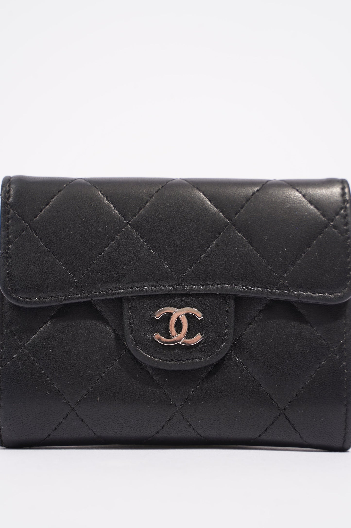 Chanel Womens Lamb Skin Wallet Black