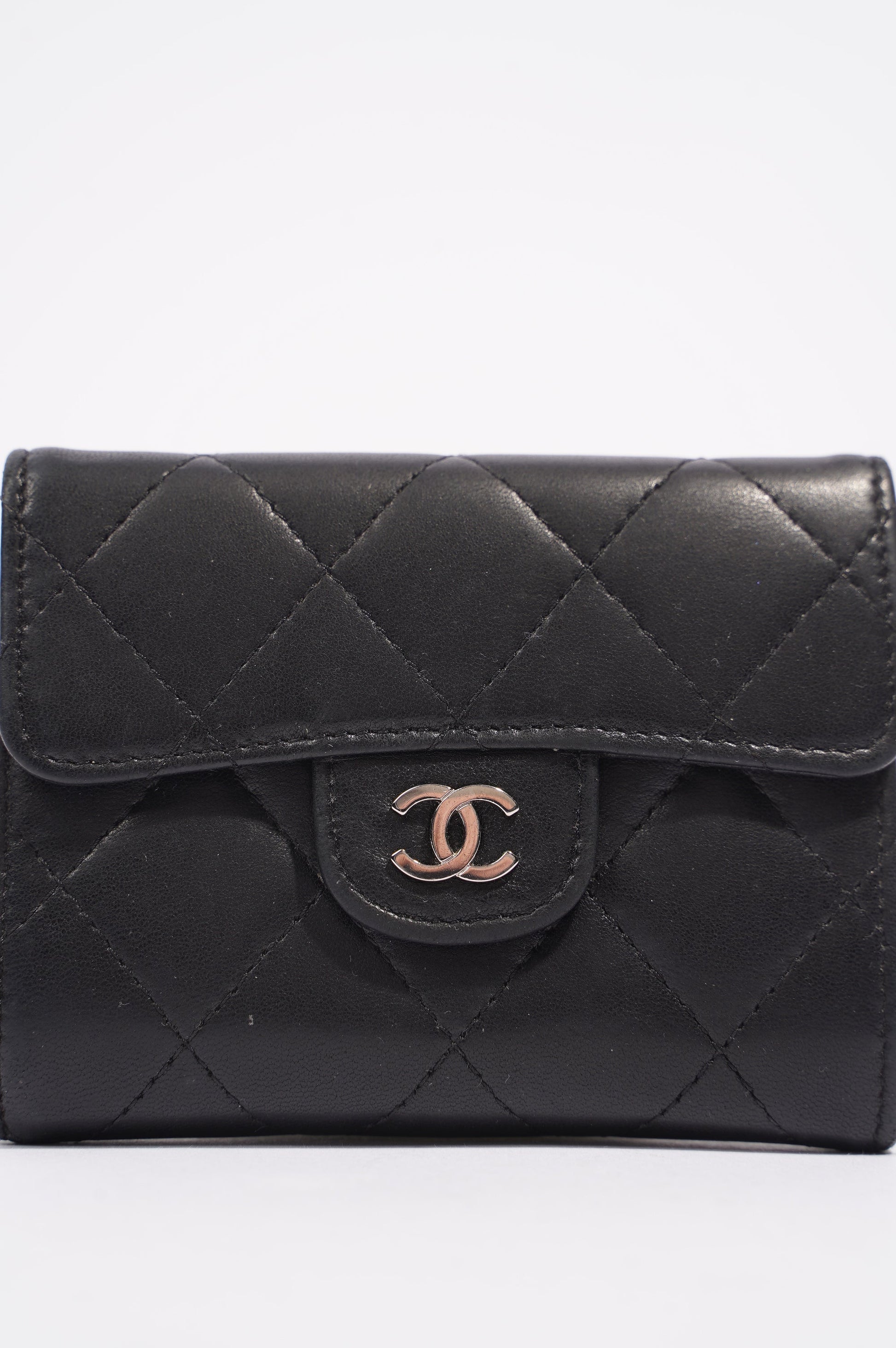 Chanel Womens Lamb Skin Wallet Black