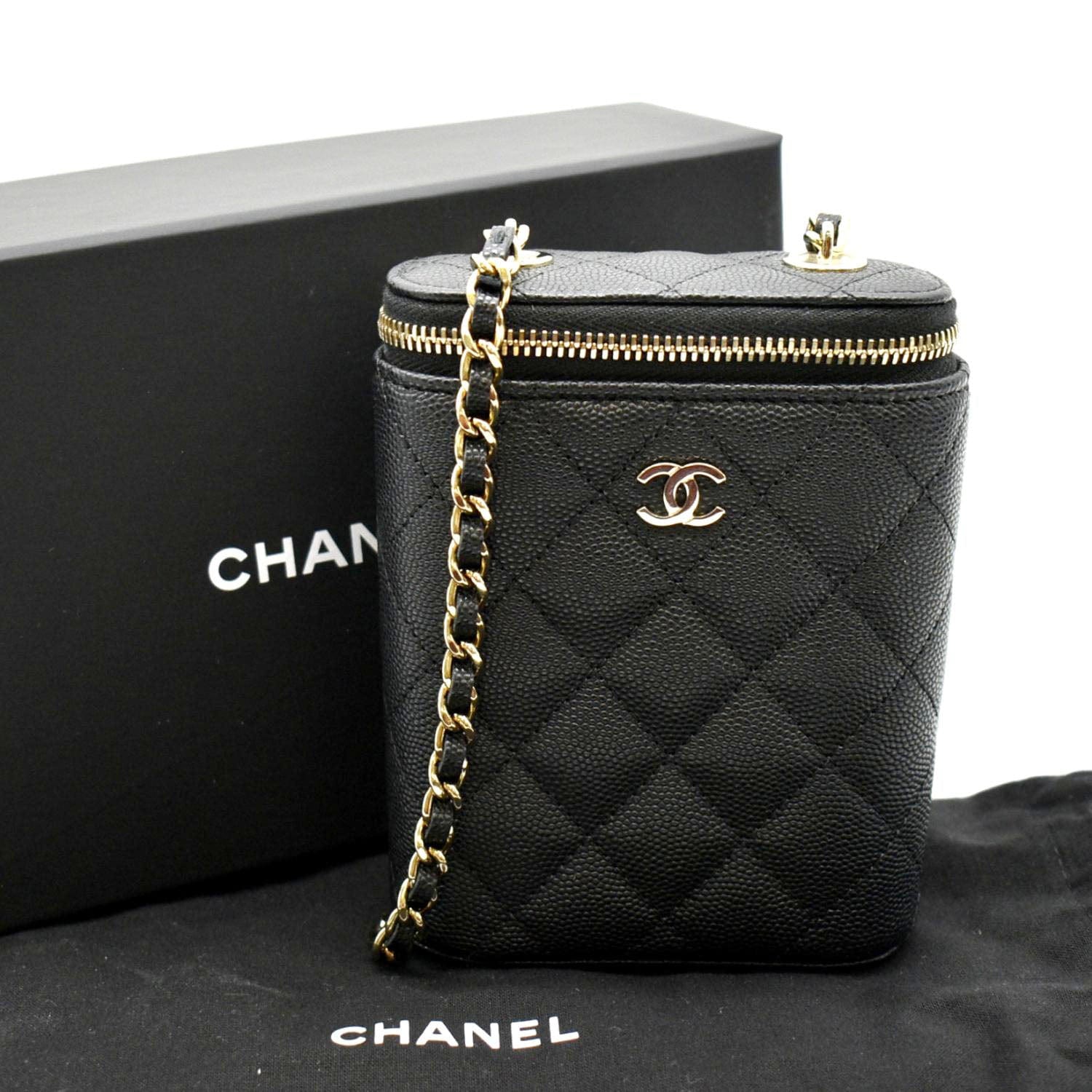 Chanel Vertical Caviar Quilted Vanity Leather Black Travel Bag