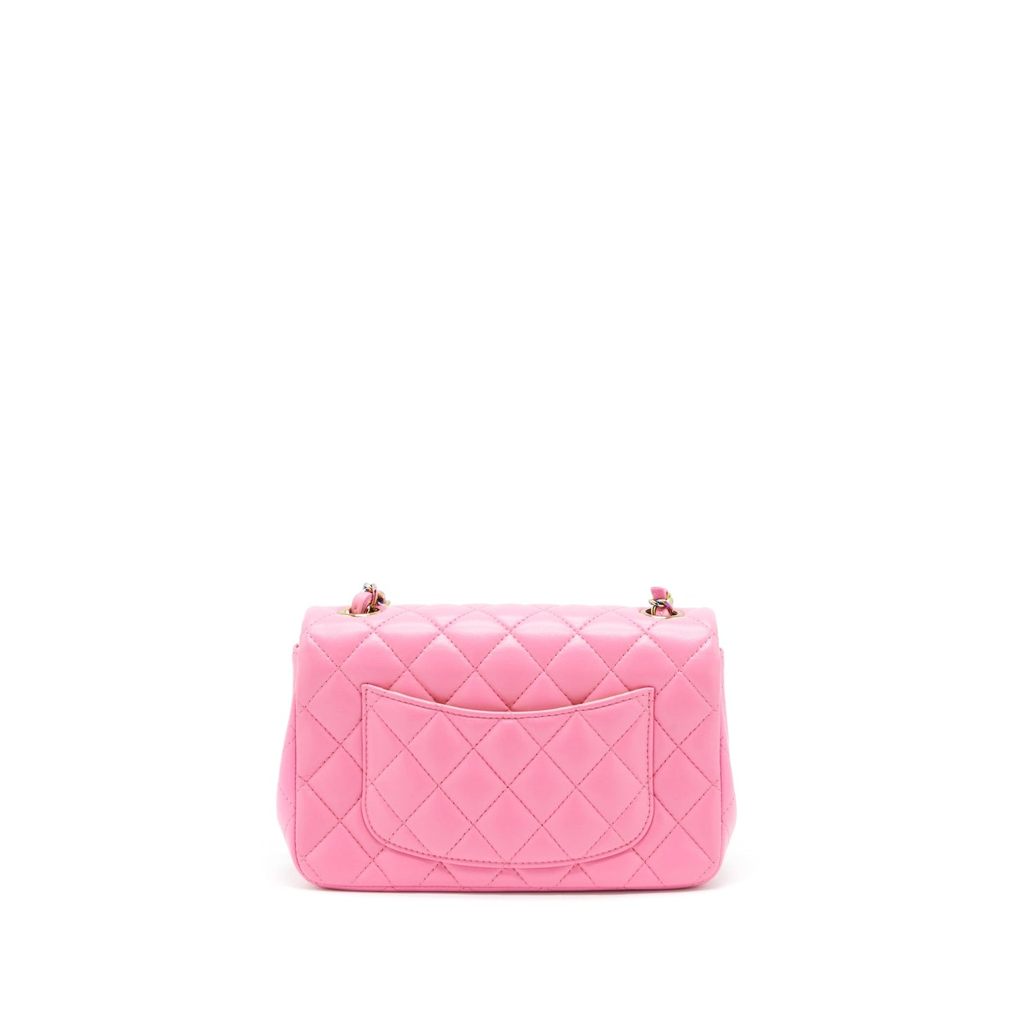 Chanel Rectangular Flap Lambskin Rainbow Hardware Pink Shoulder Bag