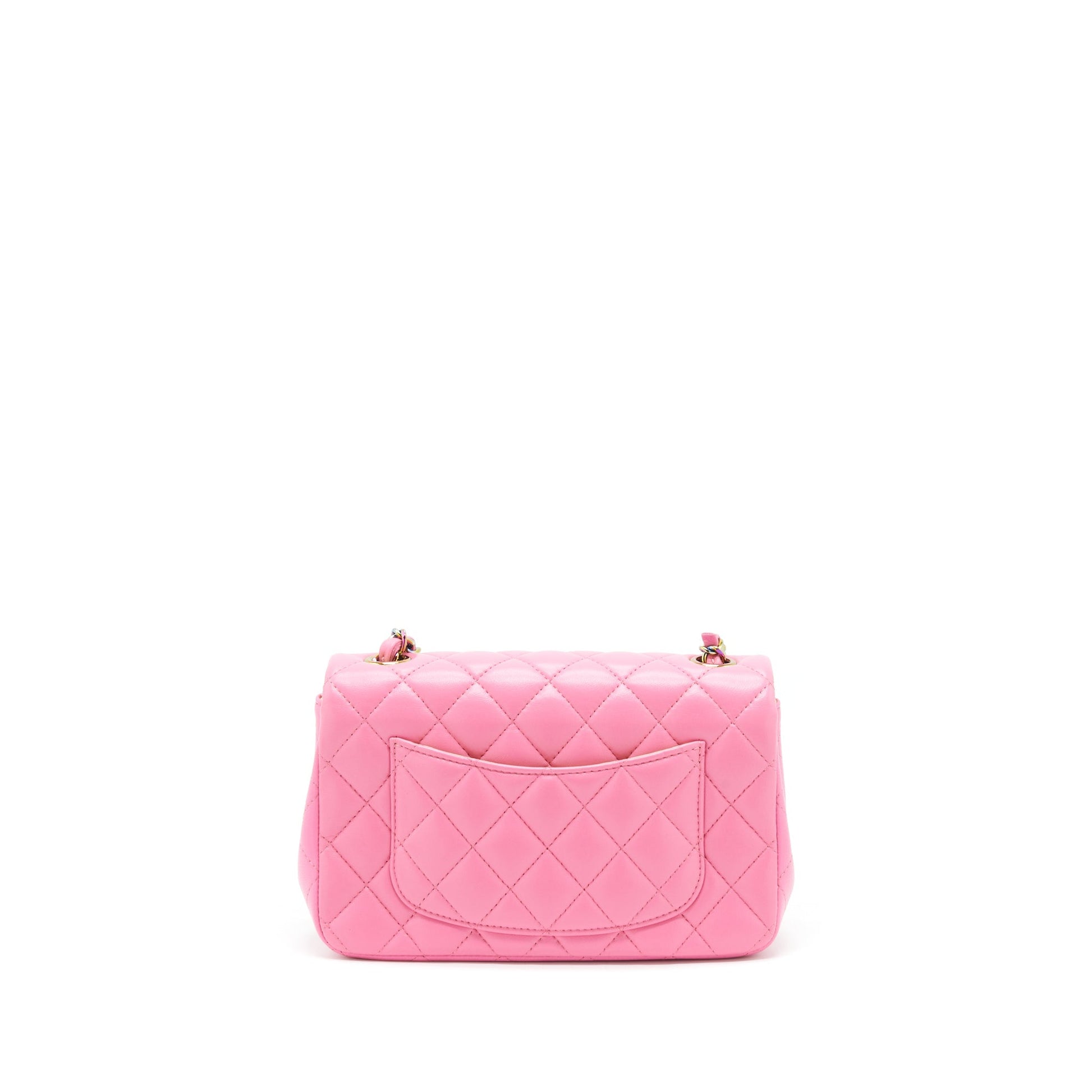 Chanel Rectangular Flap Lambskin Rainbow Hardware Pink Shoulder Bag