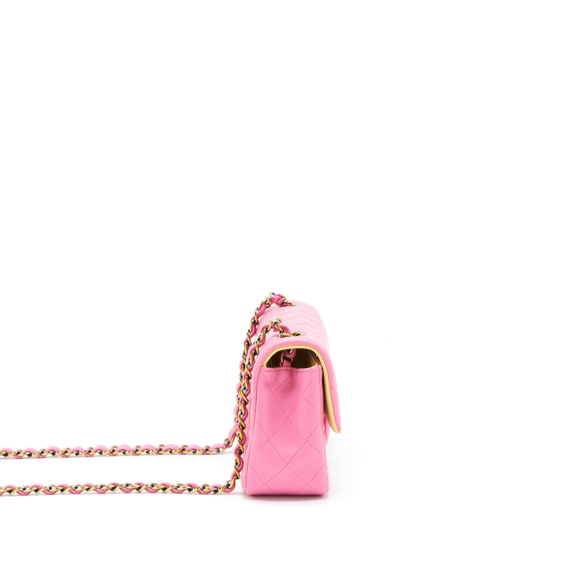 Chanel Rectangular Flap Lambskin Rainbow Hardware Pink Shoulder Bag